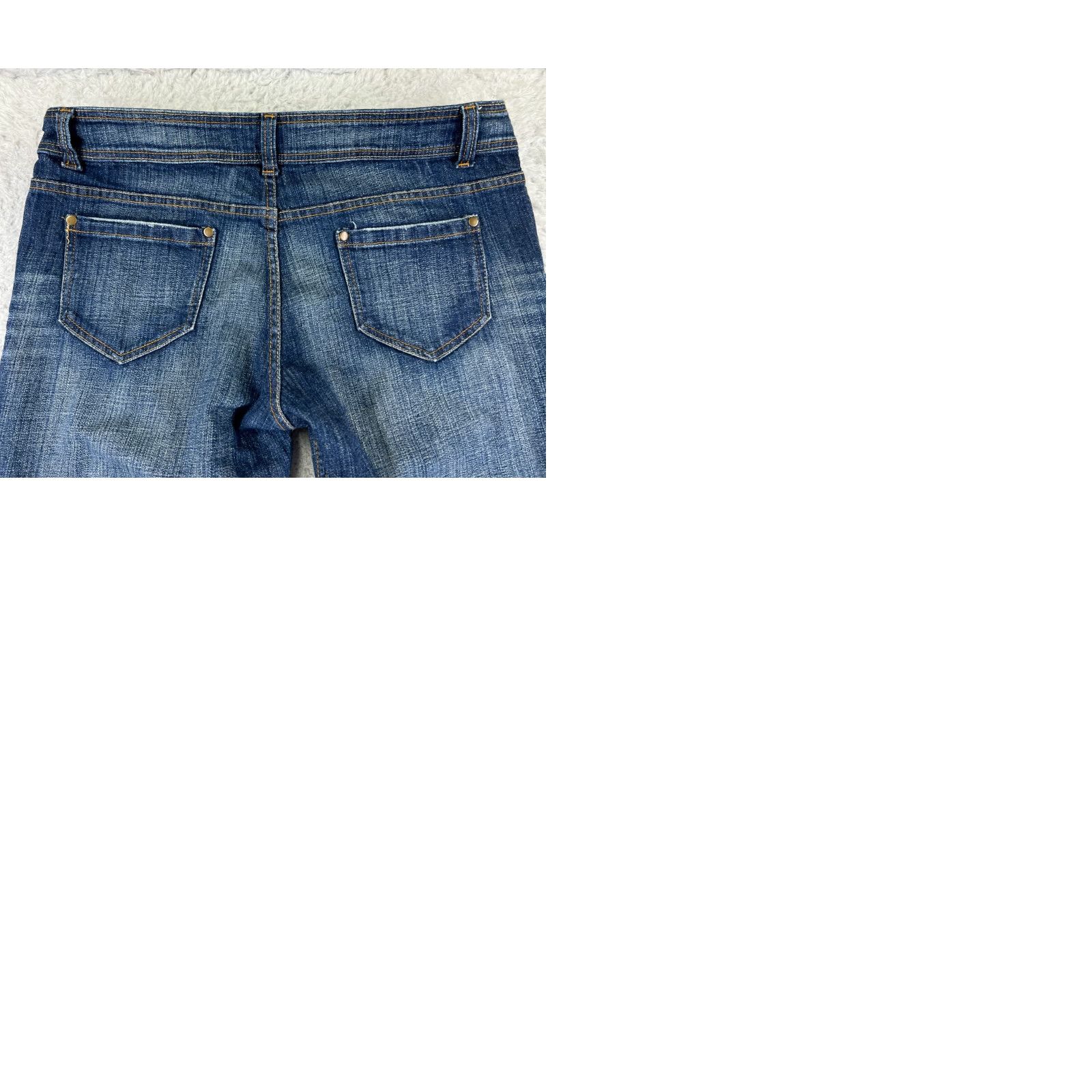 CO Denim Co Jeans Womens 14 Blue Denim Flared Low Rise 33x30 Cotton Blend 5-Pocket Zipper Distressed Regular Size 14 Womens Jeans Size 36" / US 14 / IT 50 - 10 Thumbnail