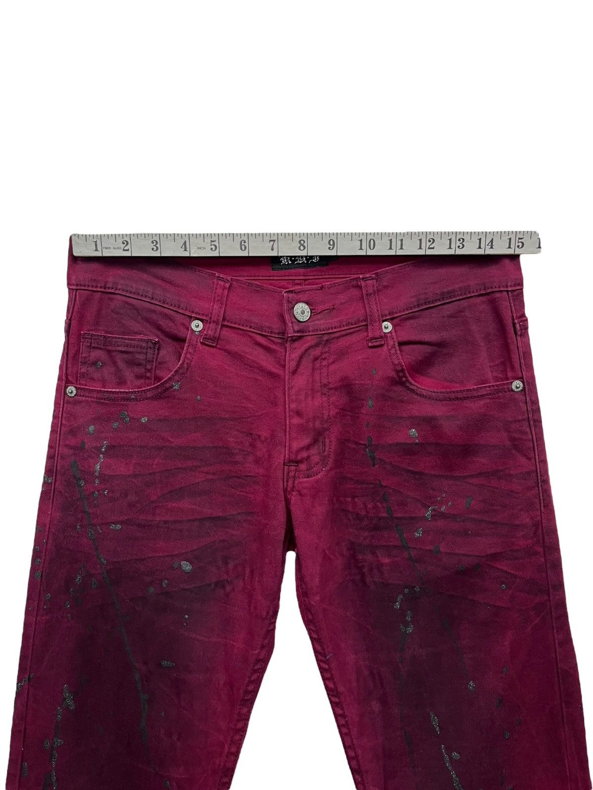If Six Was Nine 🔥Vintage KUI Smoked Red Glitter Splattered Stretch FLARE💥 Size US 30 / EU 46 - 10 Thumbnail