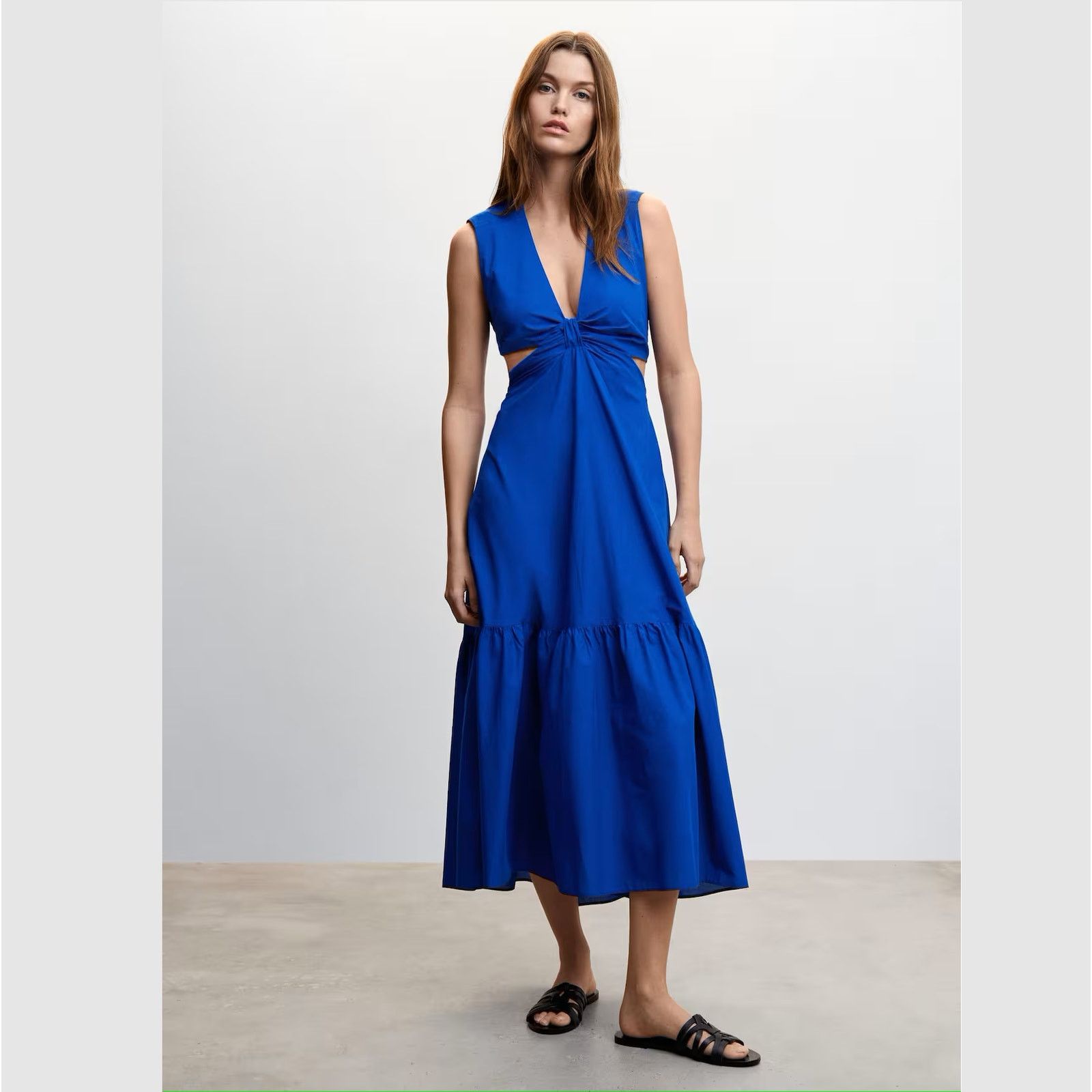 Mango MANGO Blue Sleeveless V-Neck Maxi Dress NWT Size S / US 4 / IT 40 - 22 Thumbnail