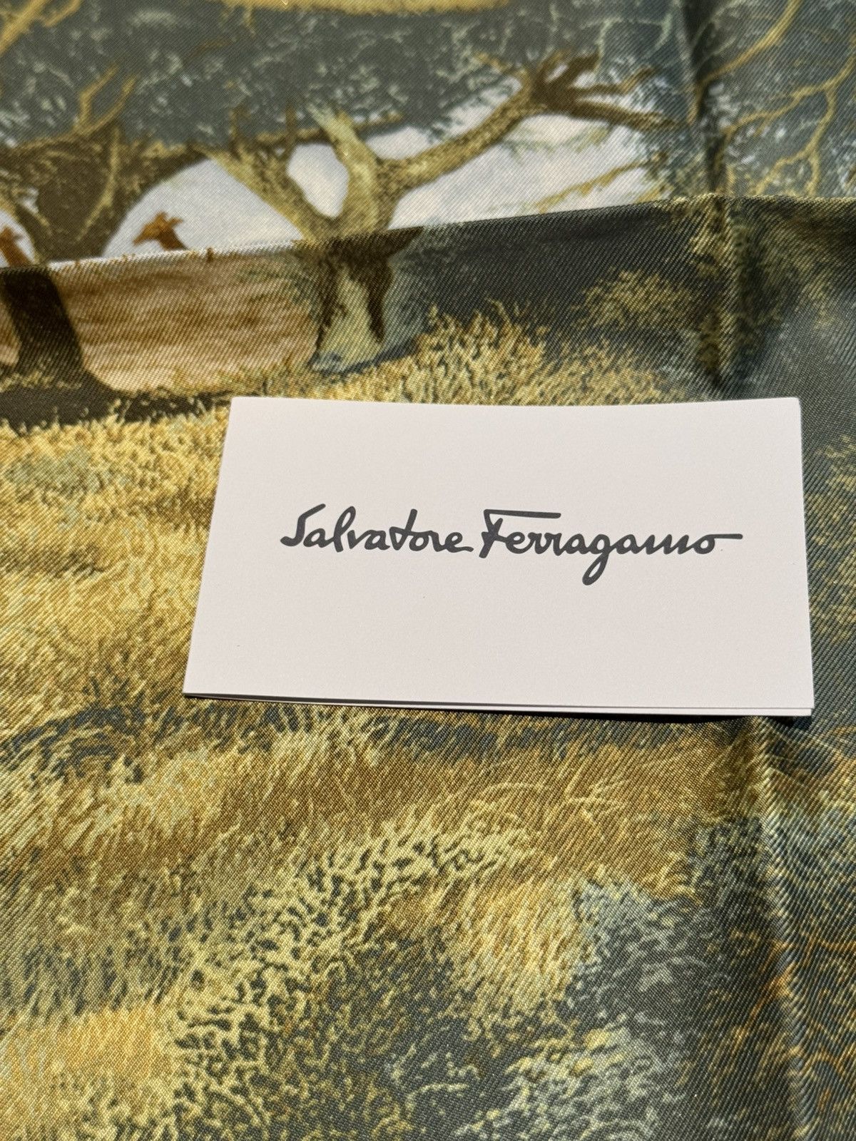 Salvatore Ferragamo Ferragamo Animal Scarf Vintage Blue Savannah Leopard Size ONE SIZE - 7 Thumbnail