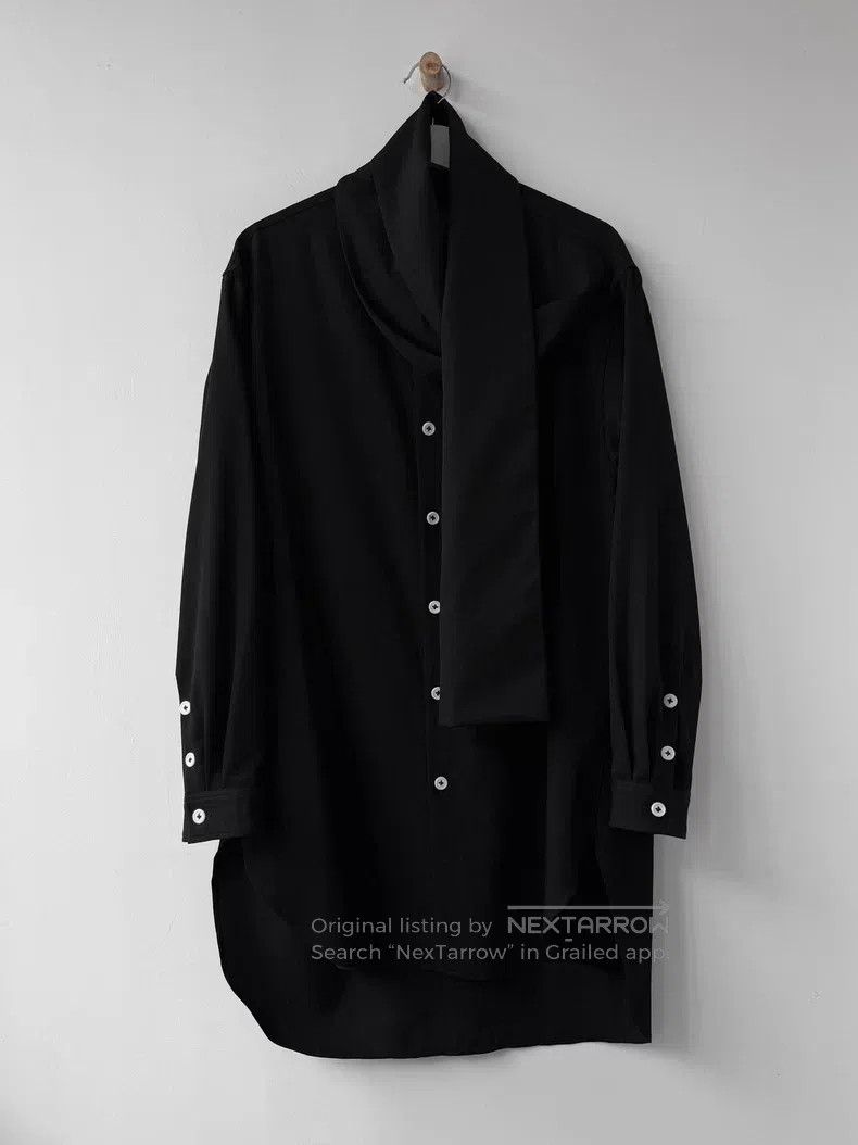 Yohji Yamamoto Yohji Yamamoto 19AW Show White Button Ribbon Shirt Size US M / EU 48-50 / 2 - 6 Thumbnail