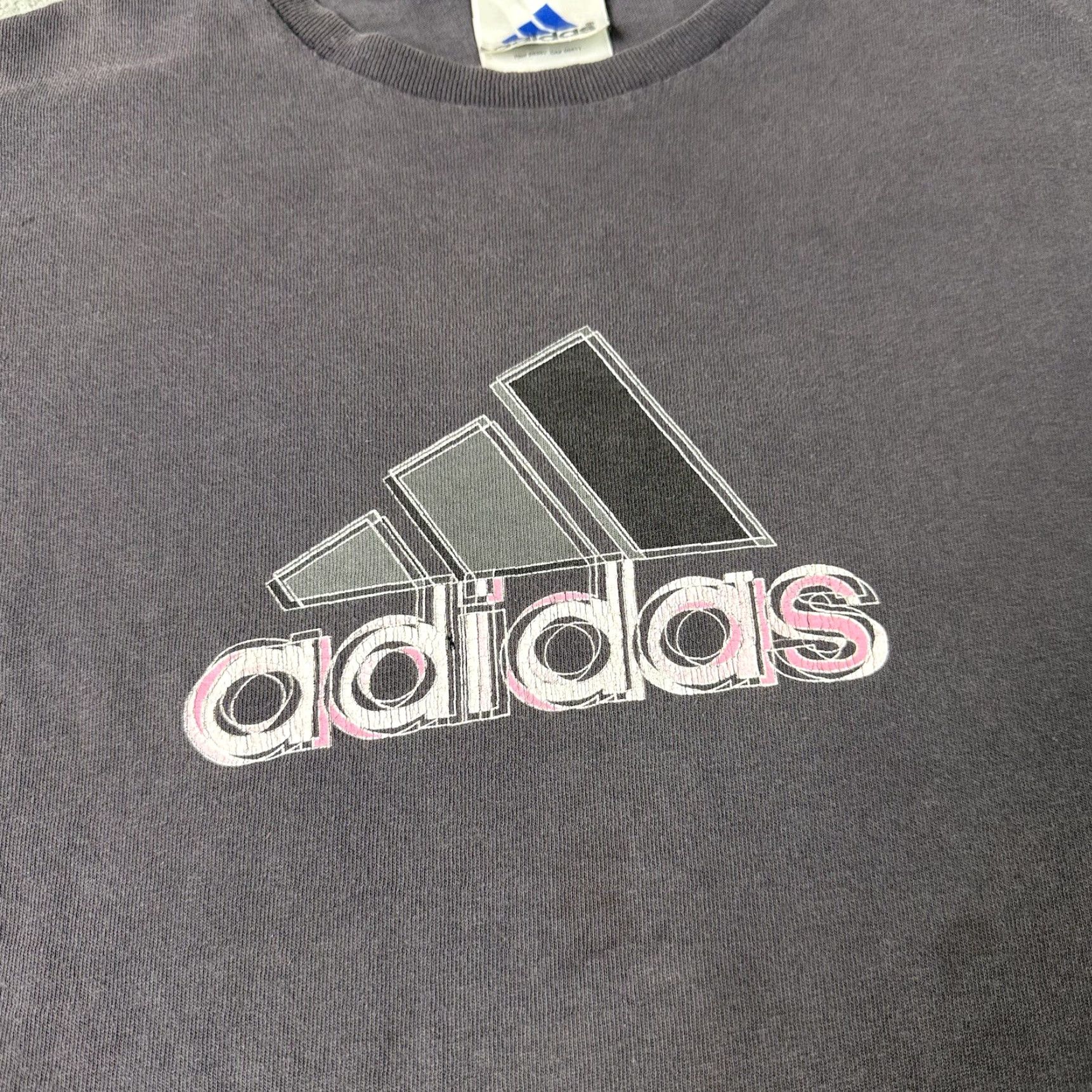Adidas VINTAGE Adidas T Shirt Adult M Gray Faded Logo Spellout USA Distressed 90s Shirt Mens T-Shirt Size US M / EU 48-50 / 2 - 3 Thumbnail