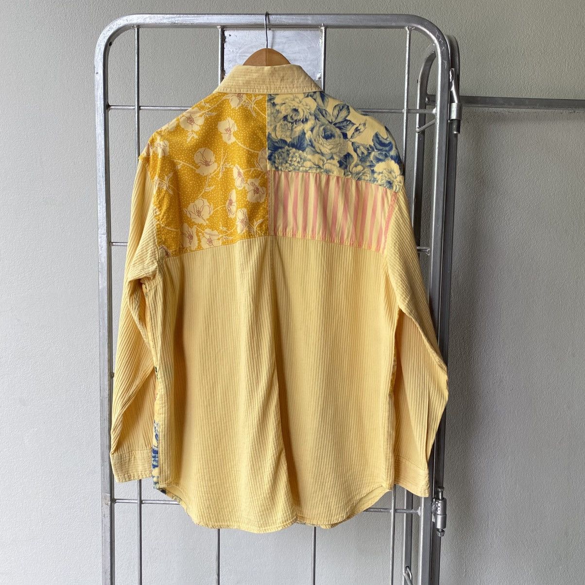 Designer × Japanese Brand MATURIODEA Yellow Patchwork Floral Shirt Size XL / US 12-14 / IT 48-50 - 16 Thumbnail