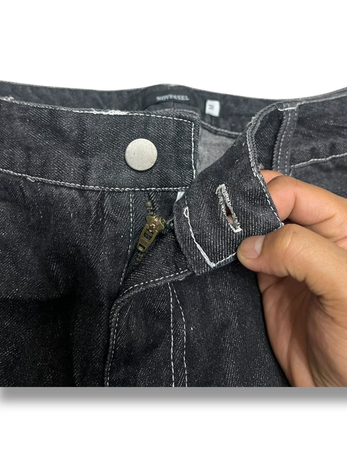 Hysteric Glamour NOVESSEL/Nobesel Borderline Distressed Wide Denim Pants Size US 32 / EU 48 - 11 Thumbnail