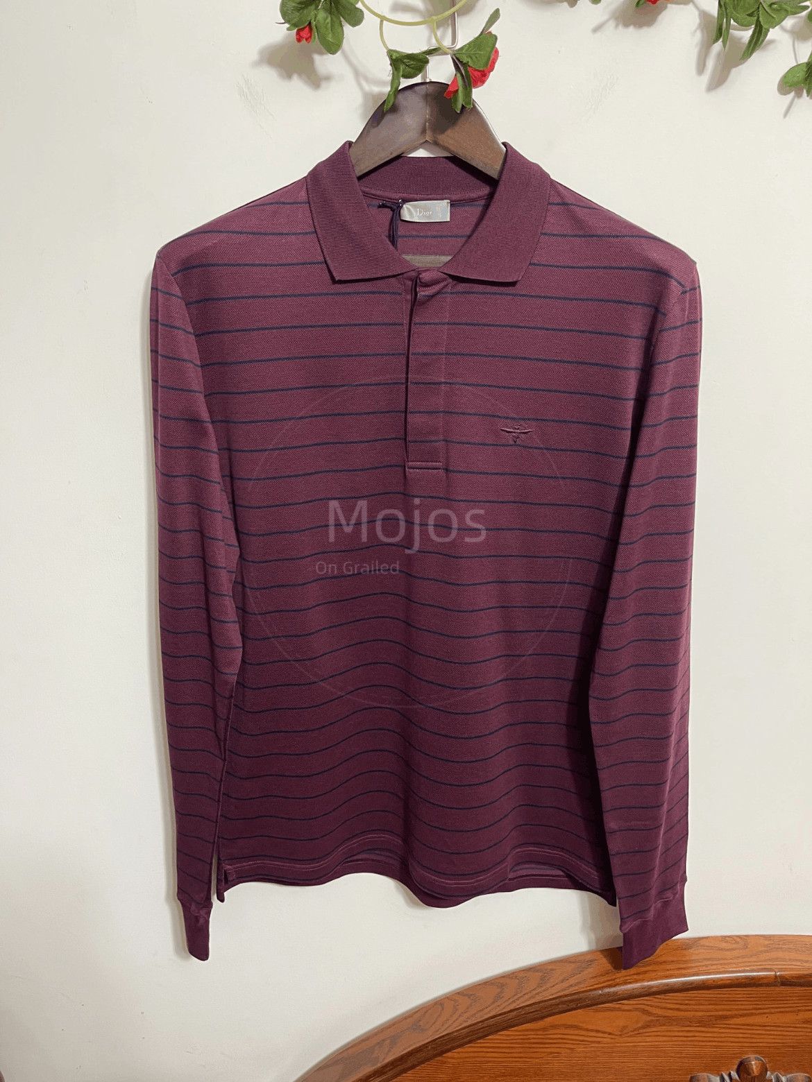 Sz 50 Dior Bee Stitches Stripe Polo