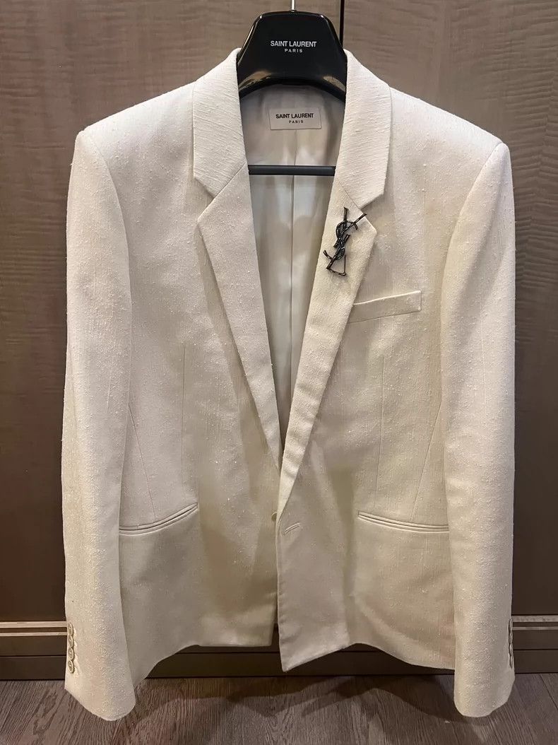 Saint Laurent Paris saint Laurent parisWhite textured blazer 2503-Nextarrow Size 52R - 1 Thumbnail