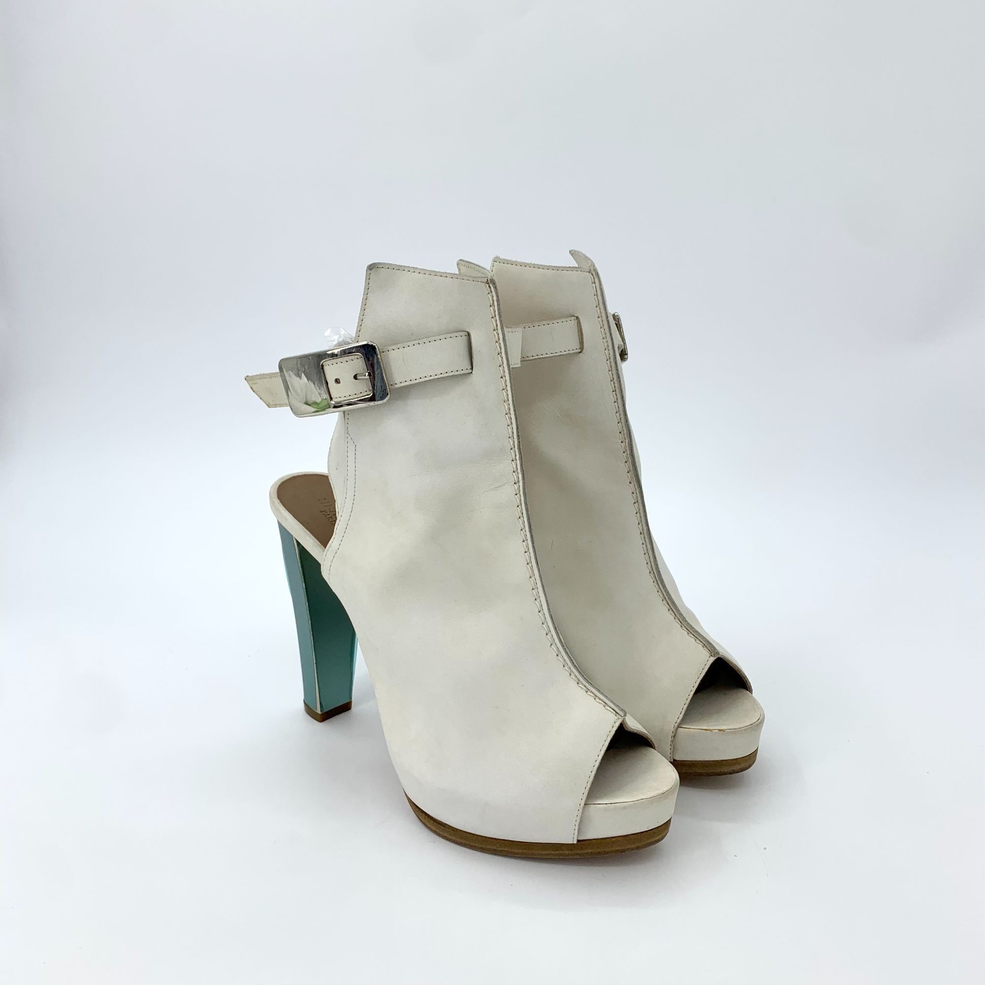 Hermes Hermes Size 38 White Leather Open-Toe High Heel Sandals With Size US 8 / IT 38 - 11 Thumbnail