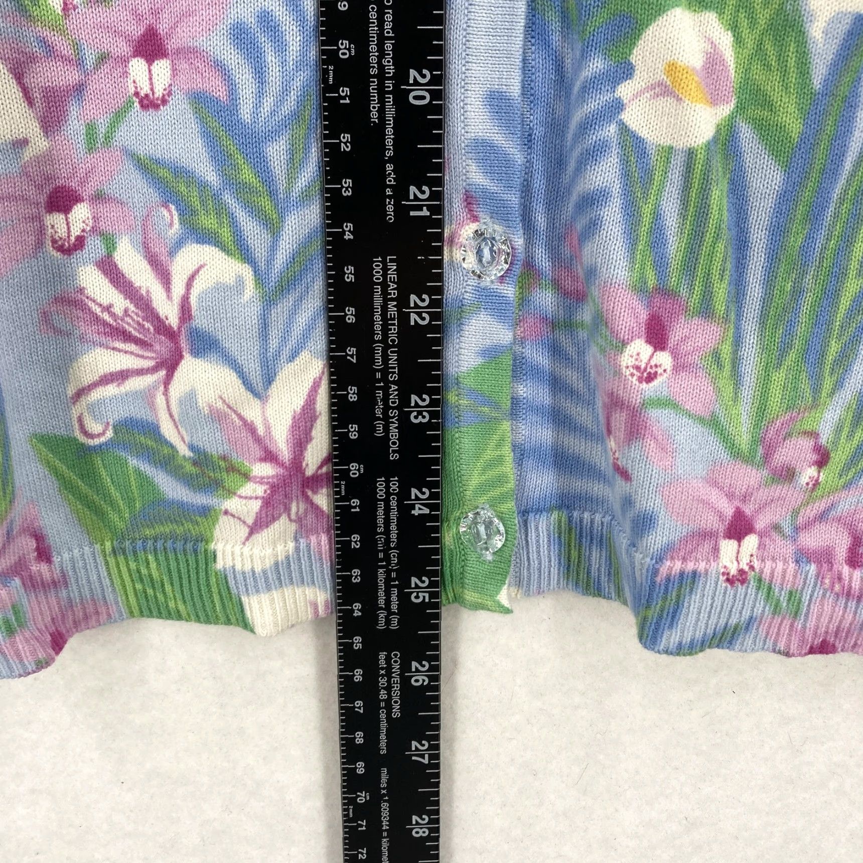 Quacker Factory Quacker Factory Cardigan Womens XL Blue Green Floral Print V Neck Button Front Size XL / US 12-14 / IT 48-50 - 7 Thumbnail