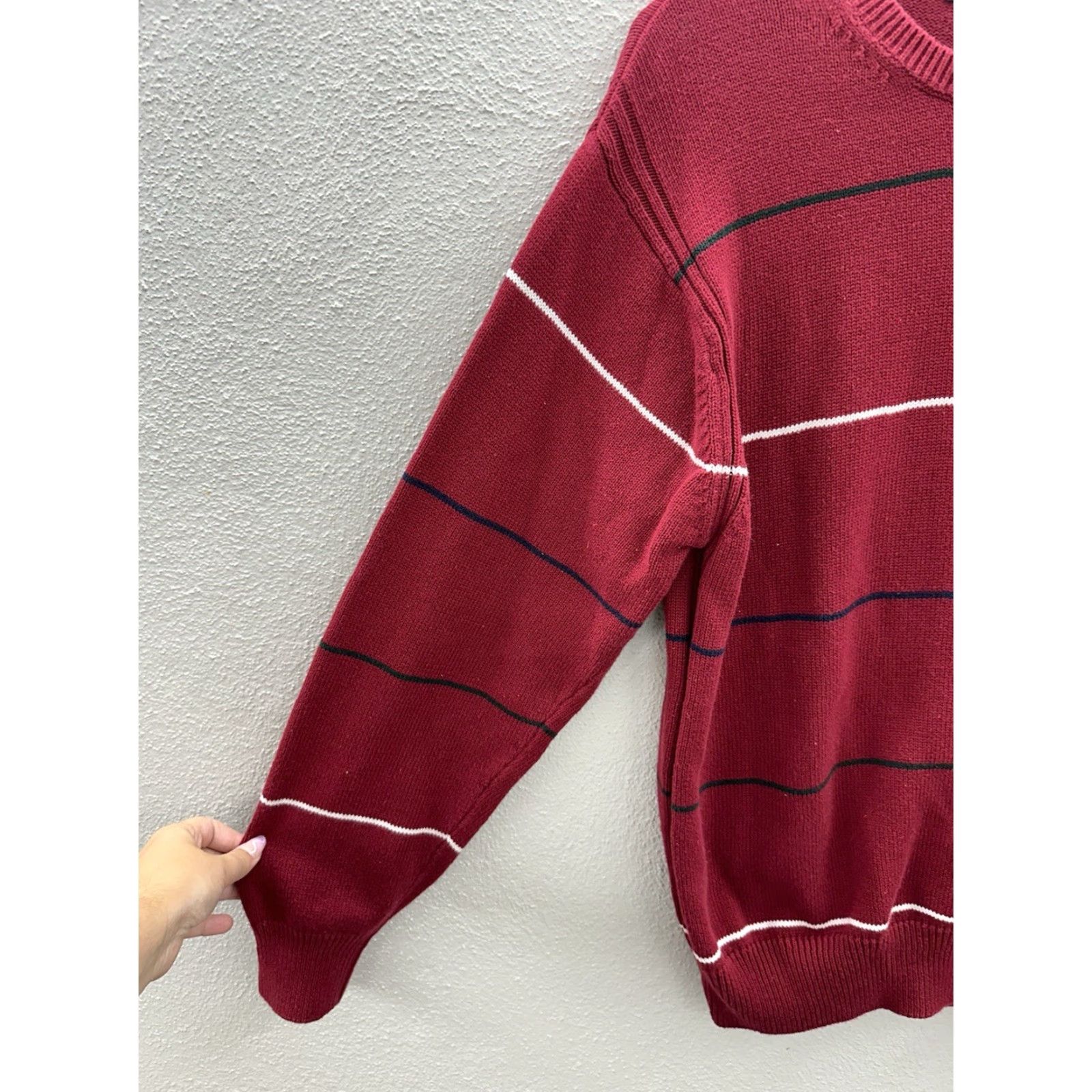 Nautica Nautica Sweater Mens XL Red Striped Long Sleeve Knit Cotton Vintage Size US XL / EU 56 / 4 - 2 Thumbnail