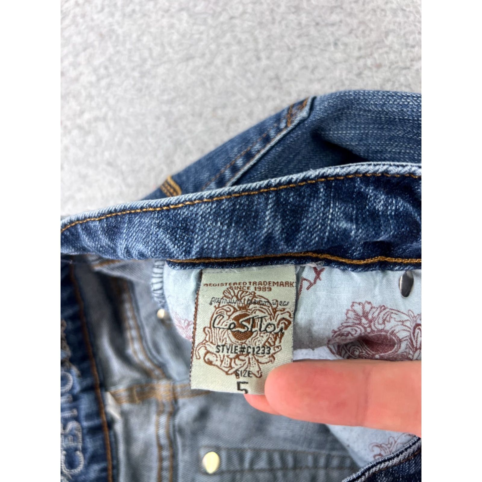 Vintage C'est Toi Jeans Womens 5 Blue Denim Straight Leg Cotton Blend Low 26x27 Jeans 5-Pocket Design Distressed Stretch Regular Size 27" / US 4 / IT 40 - 7 Thumbnail