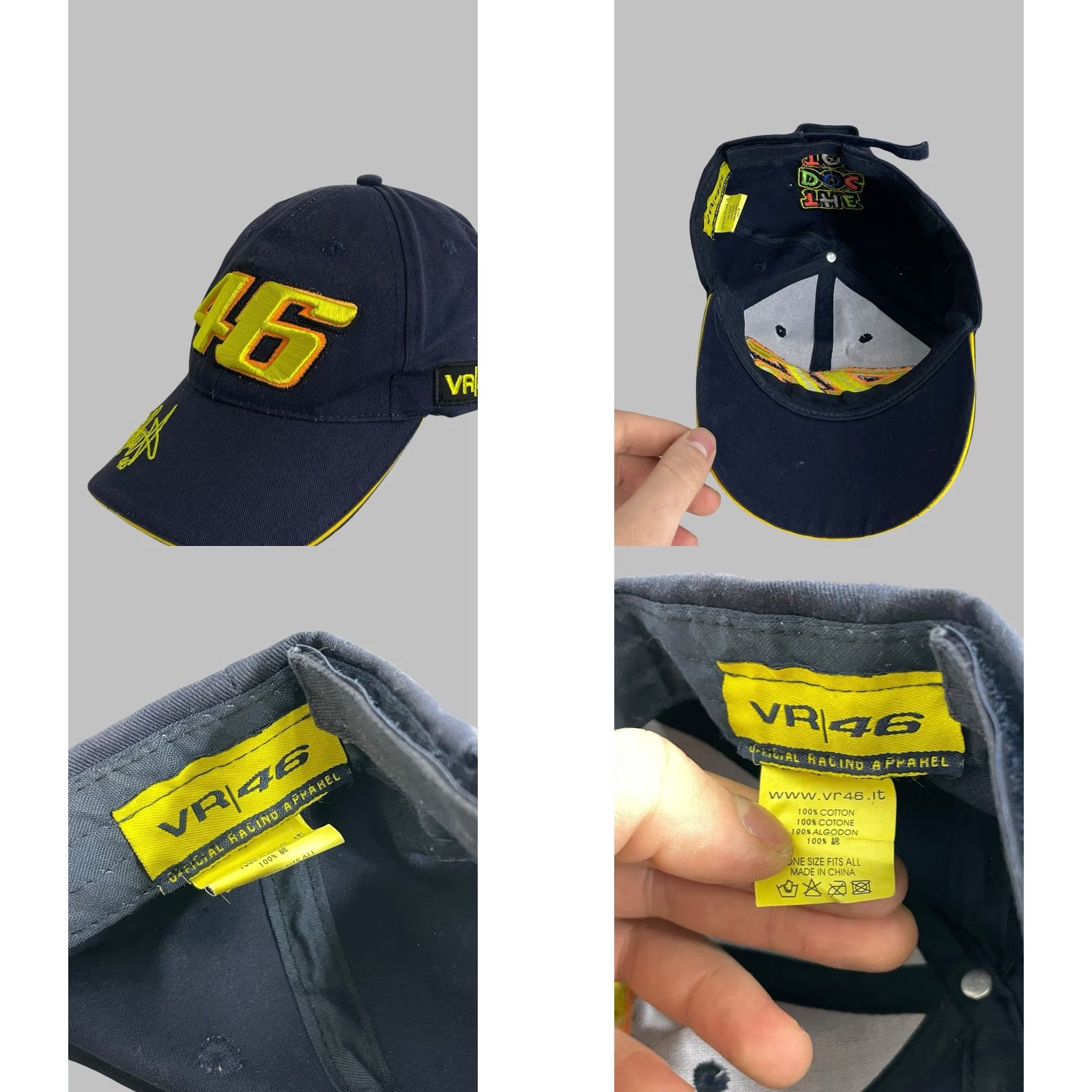 Valentino Valentino Rossi VR 46 Motorcycle The Doctor Cap Hat Snapback Adjustable Dark Blue Cotton Men One Size Mockup Hanldeboard Size ONE SIZE - 9 Thumbnail