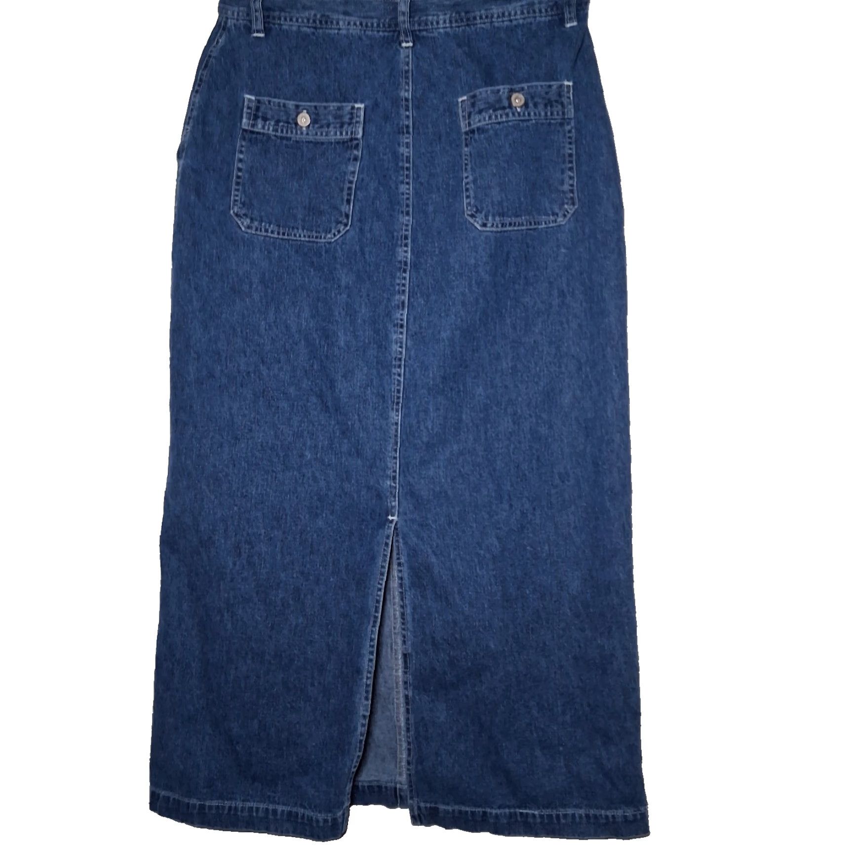 Faded Glory VINTAGE Faded Glory Skirt Jean Denim Midi 90s 1990s Y2K Blue Cotton Button Pockets Womens Size 12 Size 34" / US 12 / IT 48 - 2 Thumbnail