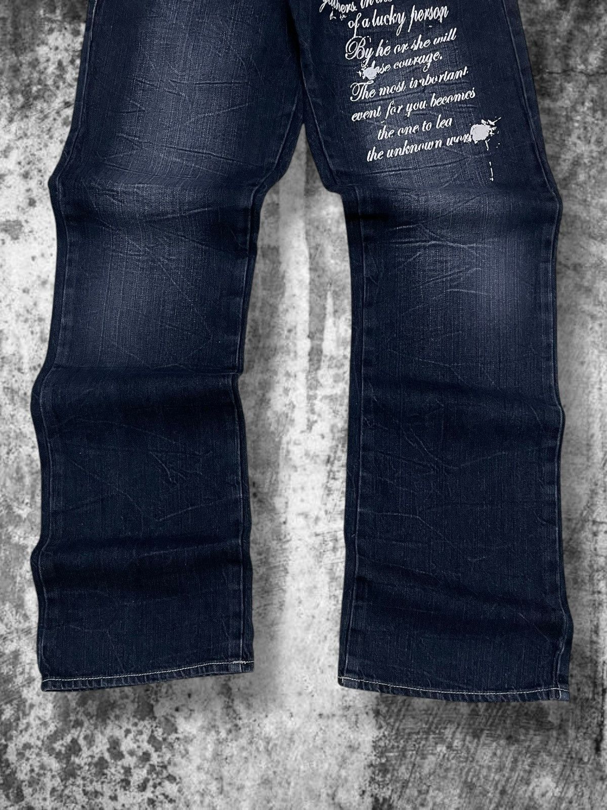 Japanese Brand Vintage 90’s Japan Designer Double Focus ‘Poetry’ Denim Size US 29 - 3 Thumbnail