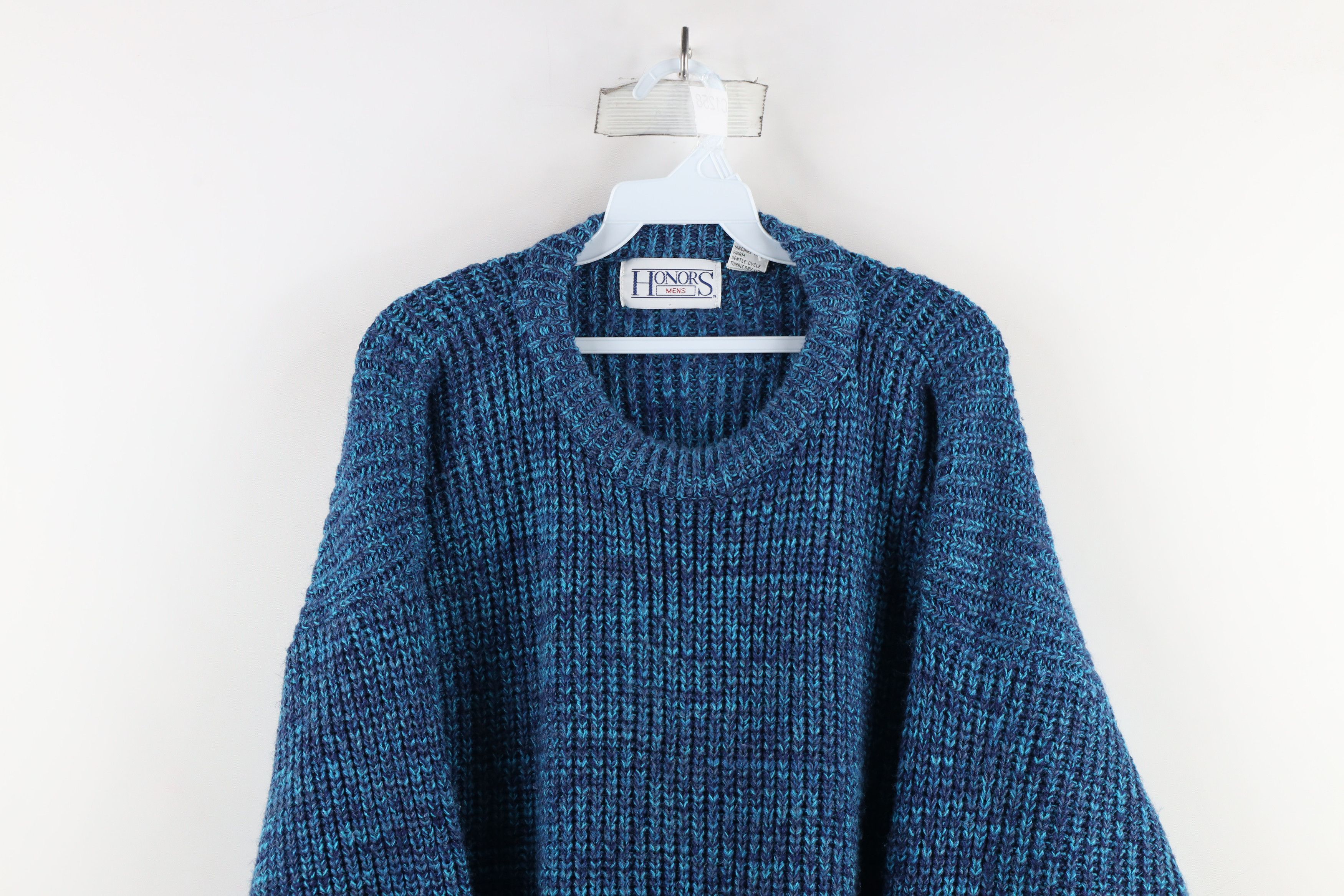 Vintage Vintage 90s Streetwear Ribbed Knit Crewneck Sweater Blue Size US XL / EU 56 / 4 - 2 Thumbnail