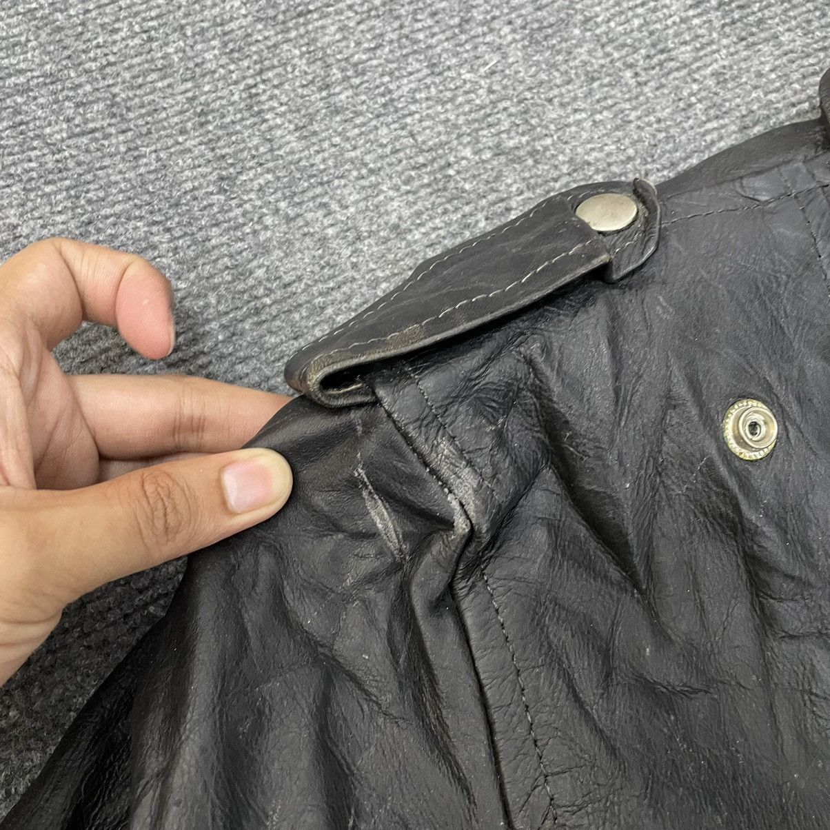 Vintage Double Collar Bikers Rockabilly Genuine Leather Jacket Size US M / EU 48-50 / 2 - 6 Thumbnail