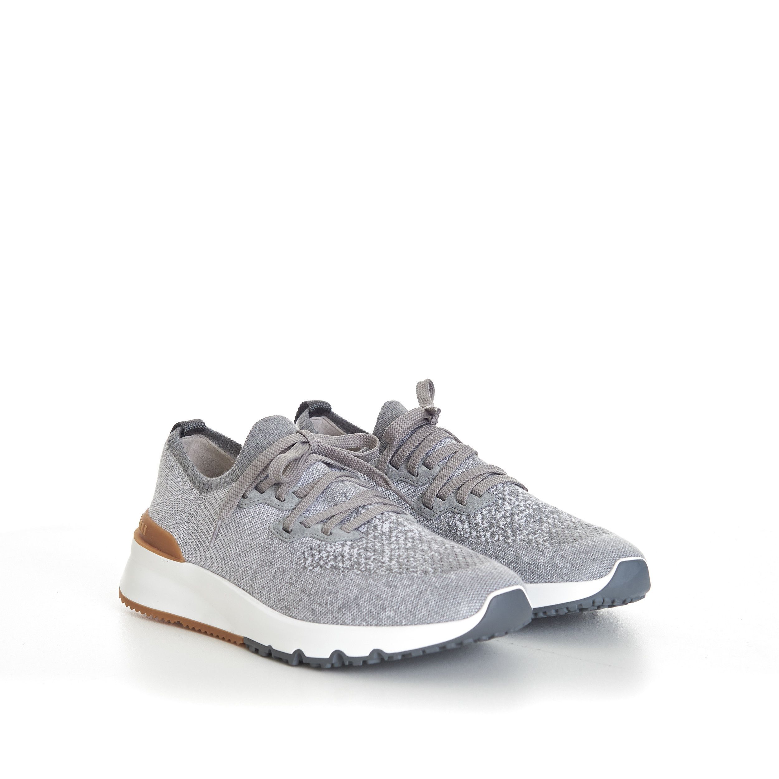 Brunello Cucinelli Grey Low Top Cotton Chiné Knit Runners Size US 13 / EU 46 - 1 Thumbnail