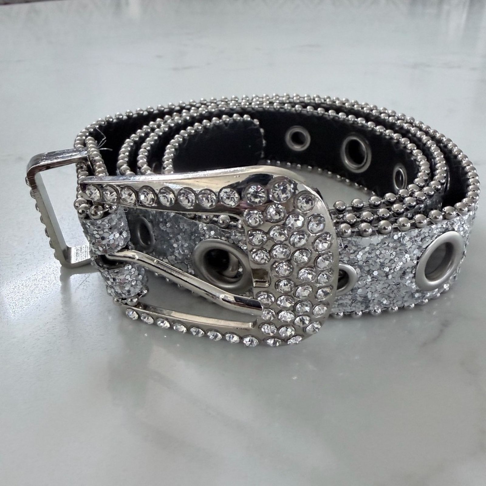 Other New Y2K Silver Full Rhinestone Embellished Belt Size ONE SIZE - 1 Thumbnail