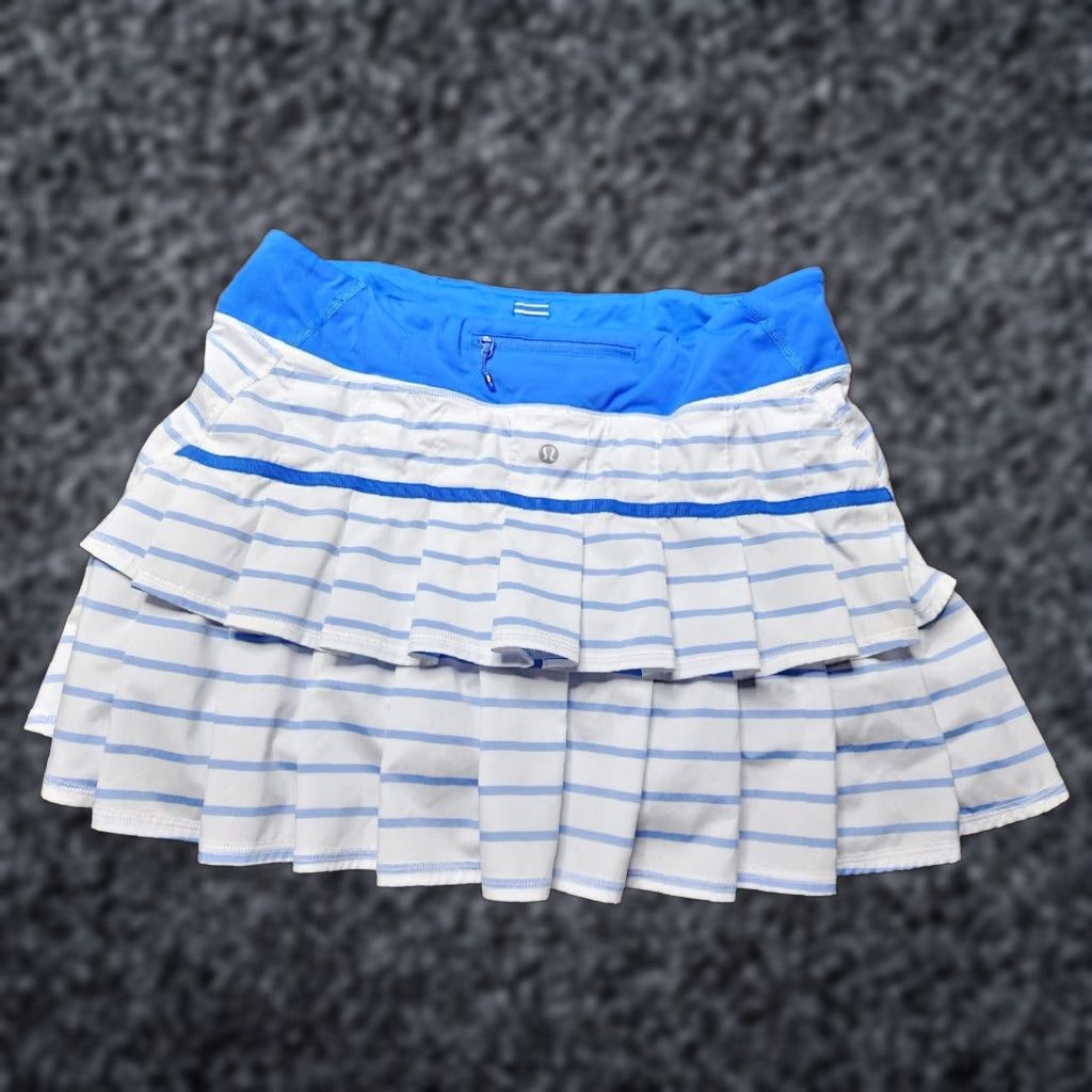 Lululemon LULULEMON Run Skort Womens Stripe Blue White Athletic Running Skirt Size 10 Size 32" / US 10 / IT 46 - 1 Thumbnail