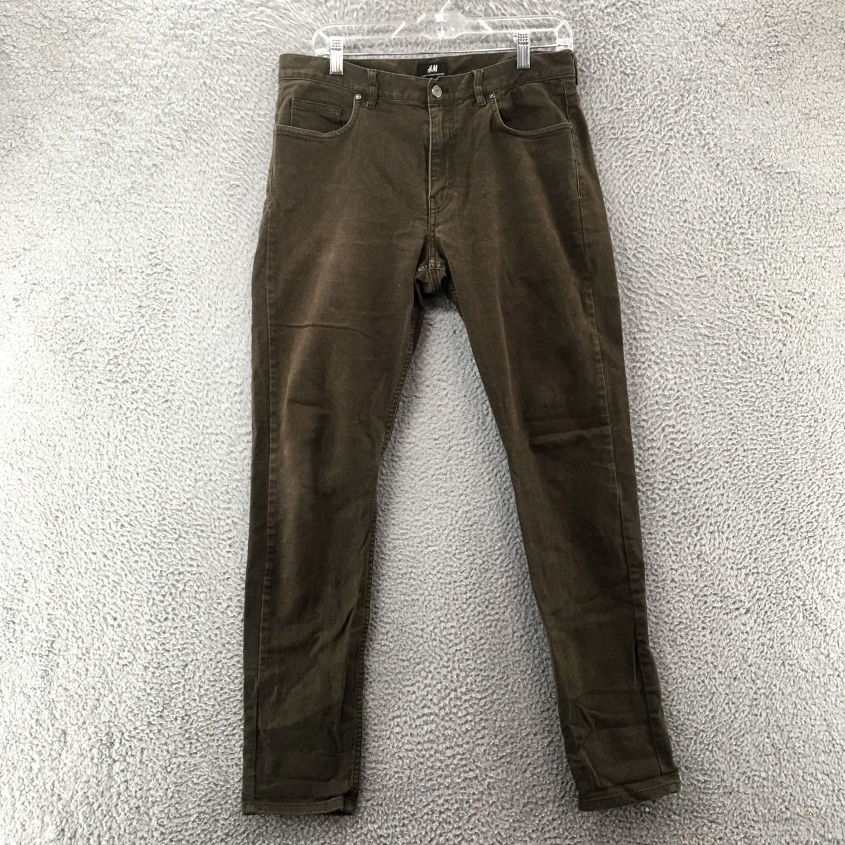 H&M H&M Skinny Fit Jeans Womens 32 Brown Zip Fly 5-Pocket Design Inseam 30.5 In. 32x30.5 Regular Rise Mid Cotton Blend Solid Decade Modern Vintage No Size 24" / US 00 / IT 34 - 2 Thumbnail