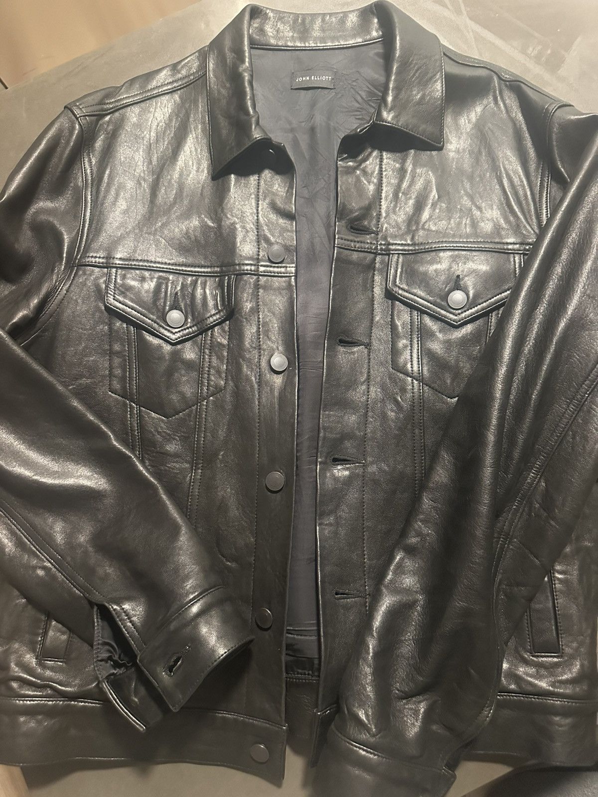 John Elliott Black Leather Jacket Size US XL / EU 56 / 4 - 1 Thumbnail
