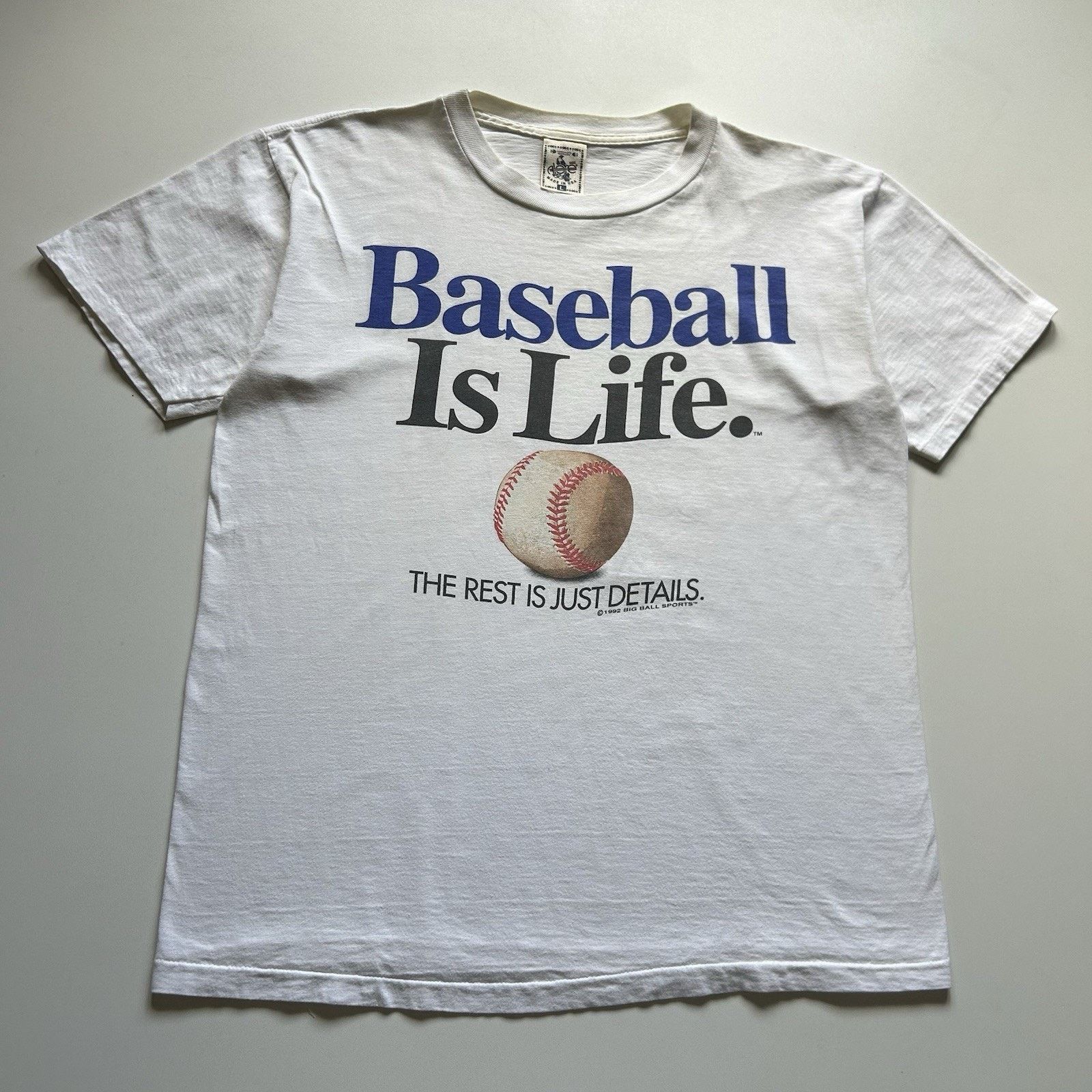 Vintage Vintage 90s Baseball Is Life T-Shirt Large White 1992 Funny Size US L / EU 52-54 / 3 - 1 Thumbnail