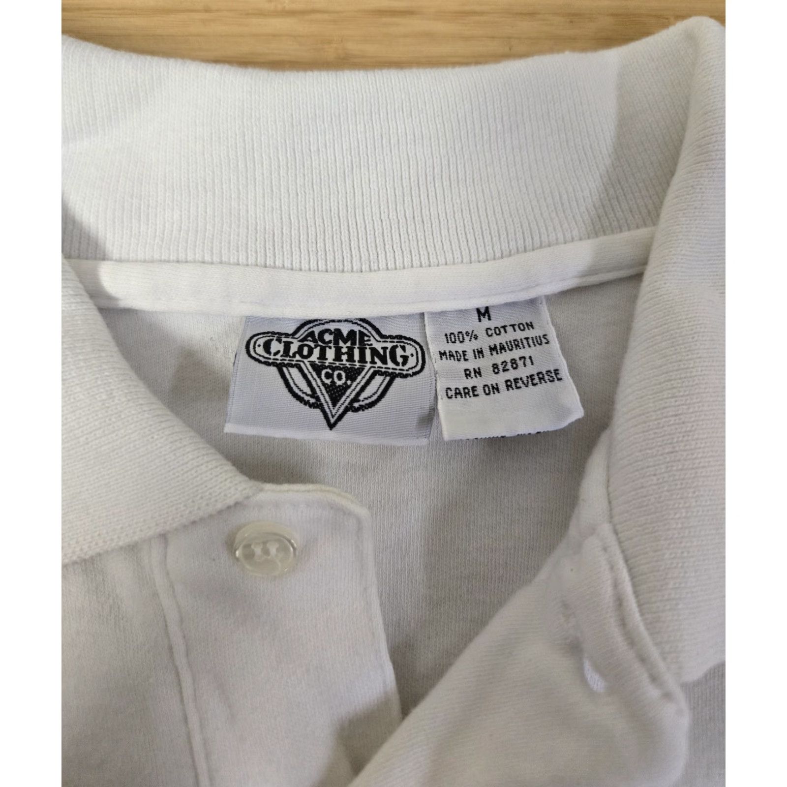 Acme Clothing Acme Clothing Co Polo Shirt Mens Medium White Michigan J. Frog Cartoon Top Hat Shirt Size US M / EU 48-50 / 2 - 3 Thumbnail