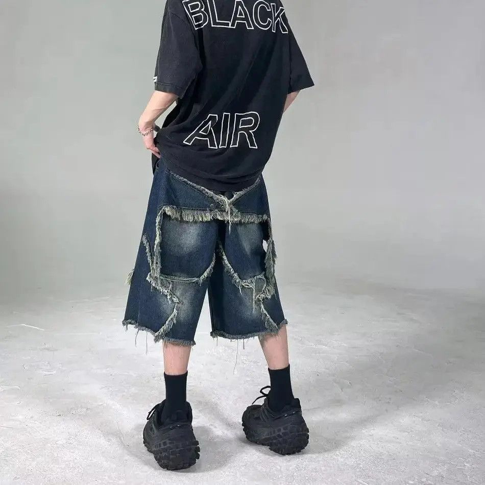 Japanese Brand Retro loose straight leg wide leg denim shorts Size US 32 / EU 48 - 3 Thumbnail