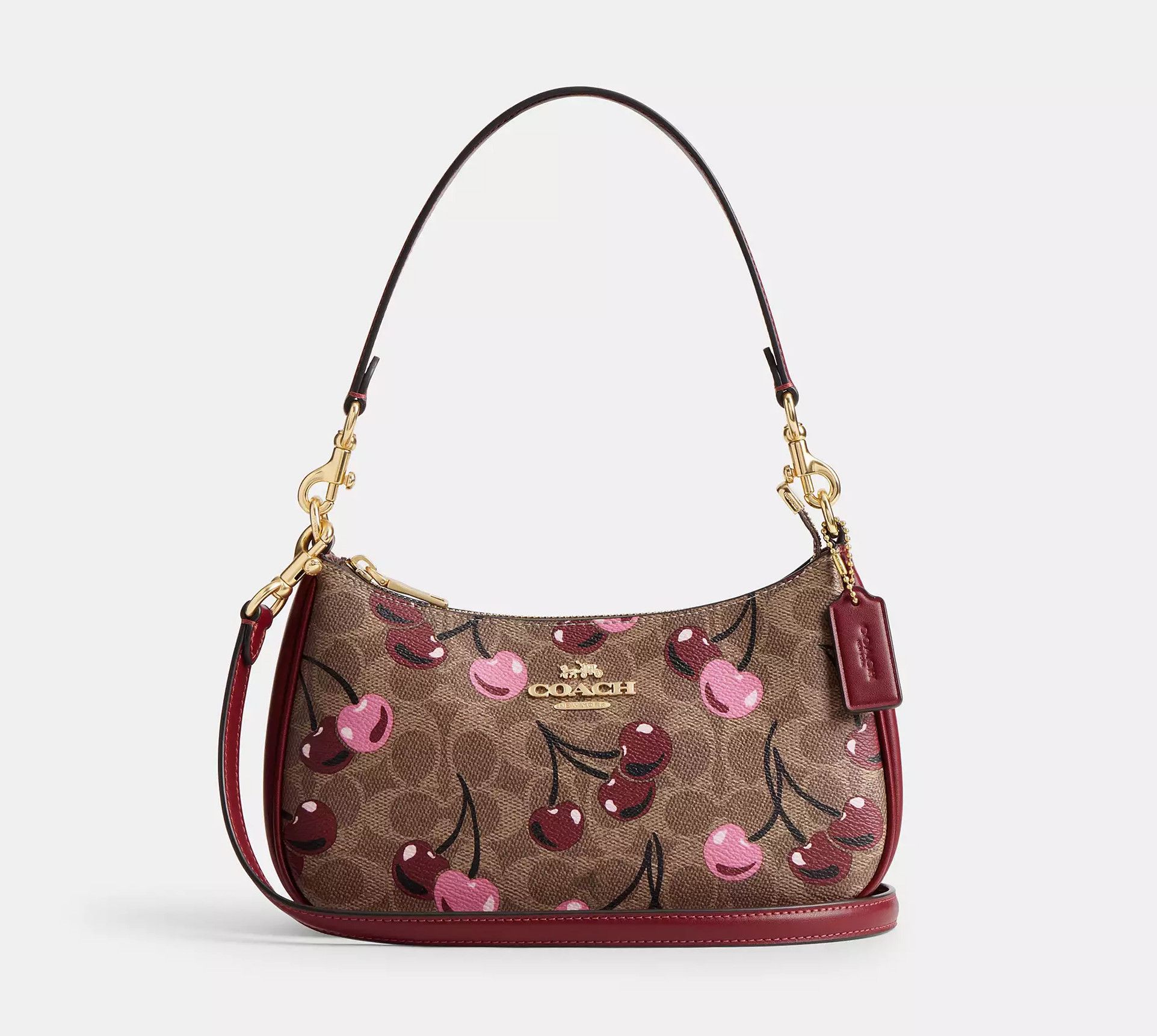 Coach Teri Shoulder Bag In Signature Canvas With Cherry CY694 Size ONE SIZE - 9 Thumbnail