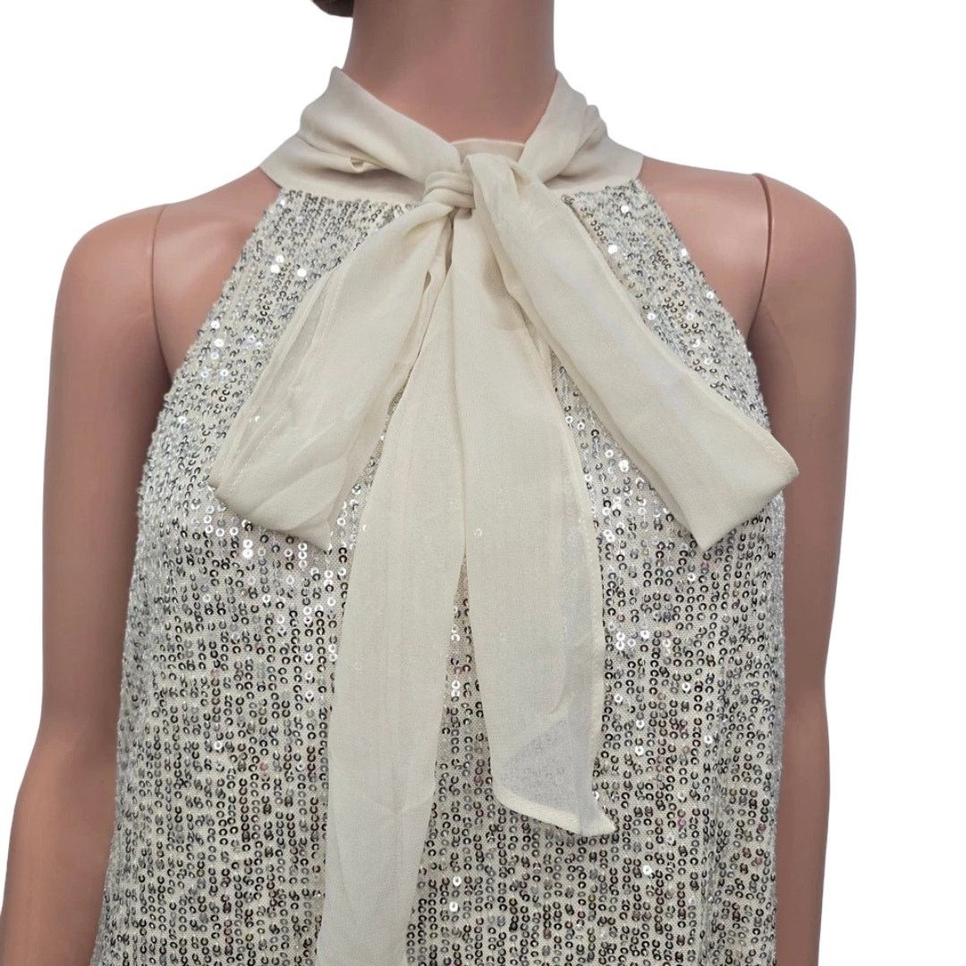 Calvin Klein NWT Calvin Klein Sequin Top Blouse Sleeveless Tie Front M Size M / US 6-8 / IT 42-44 - 3 Thumbnail