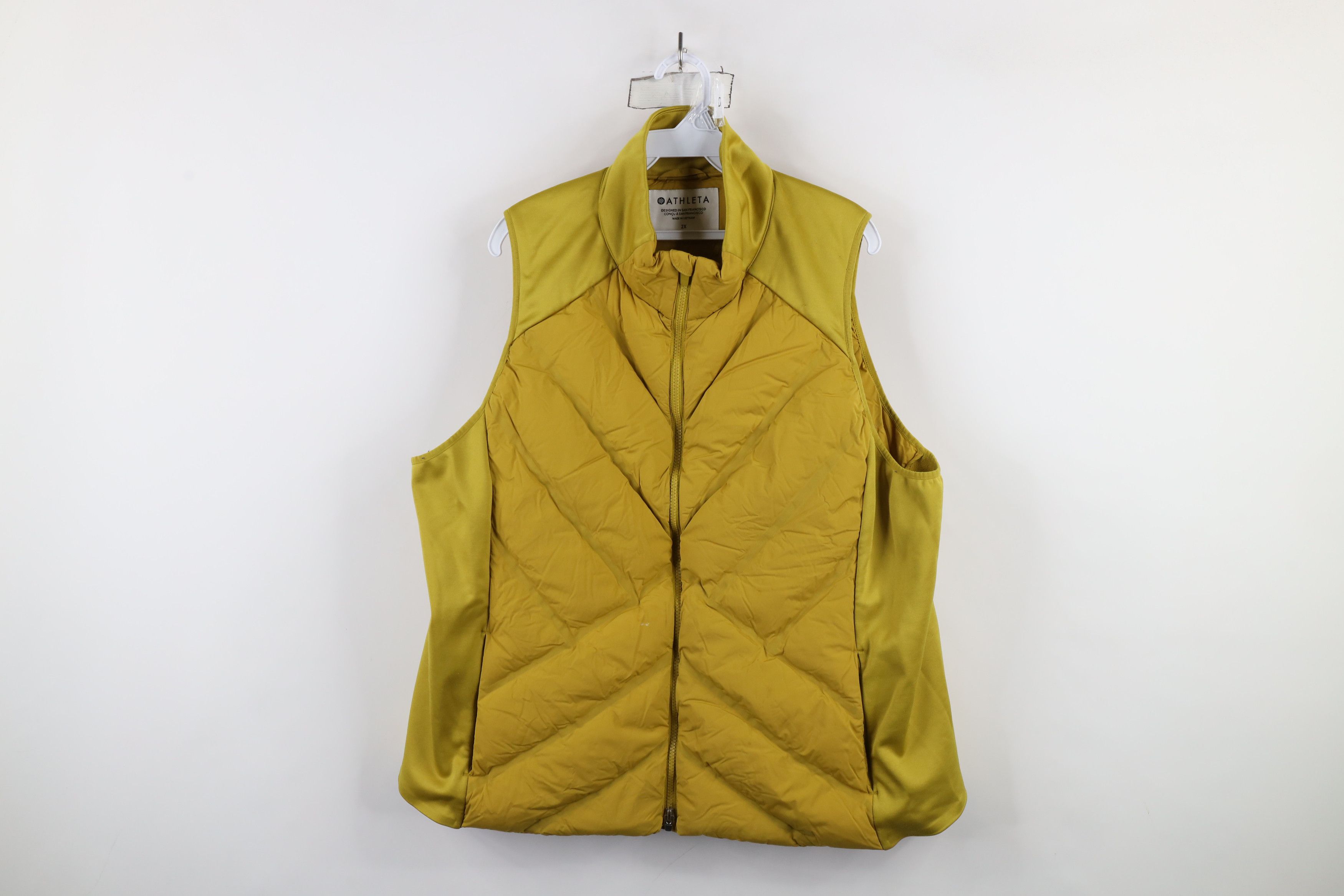Athleta × Vintage Athleta Down Insulated Full Zip Puffer Vest Jacket Yellow Size XXL / US 16-18 / IT 52-54 - 1 Thumbnail