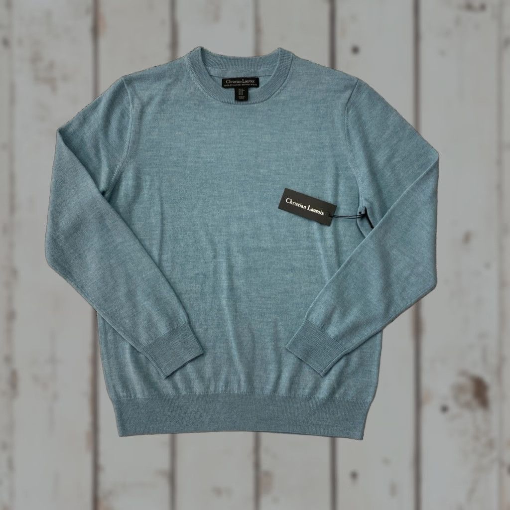 Christian Lacroix Christian Lacroix Sweater Mens M Blue 100% Extra Fine Merino Wool Luxury NWT Size US M / EU 48-50 / 2 - 1 Thumbnail