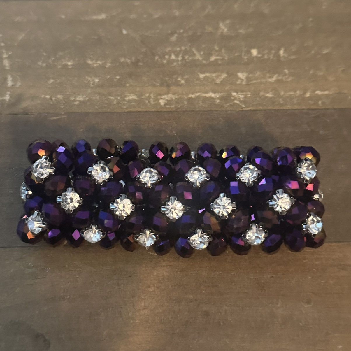 Other Deep purple faceted bead & clear rhinestone stretch bracelet Size ONE SIZE - 5 Thumbnail