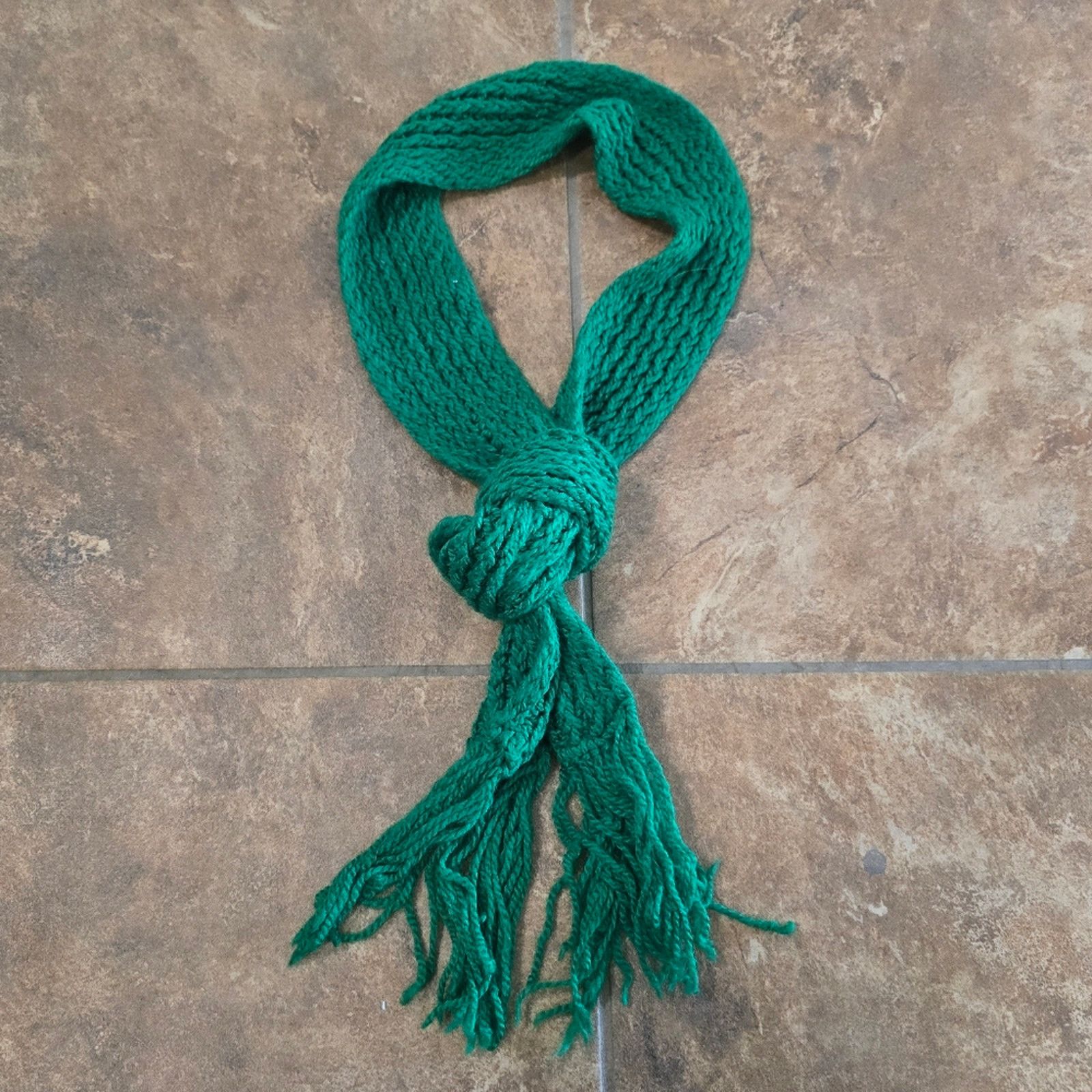Other Dark Green Knit Fringed Scarf Size ONE SIZE - 2 Thumbnail