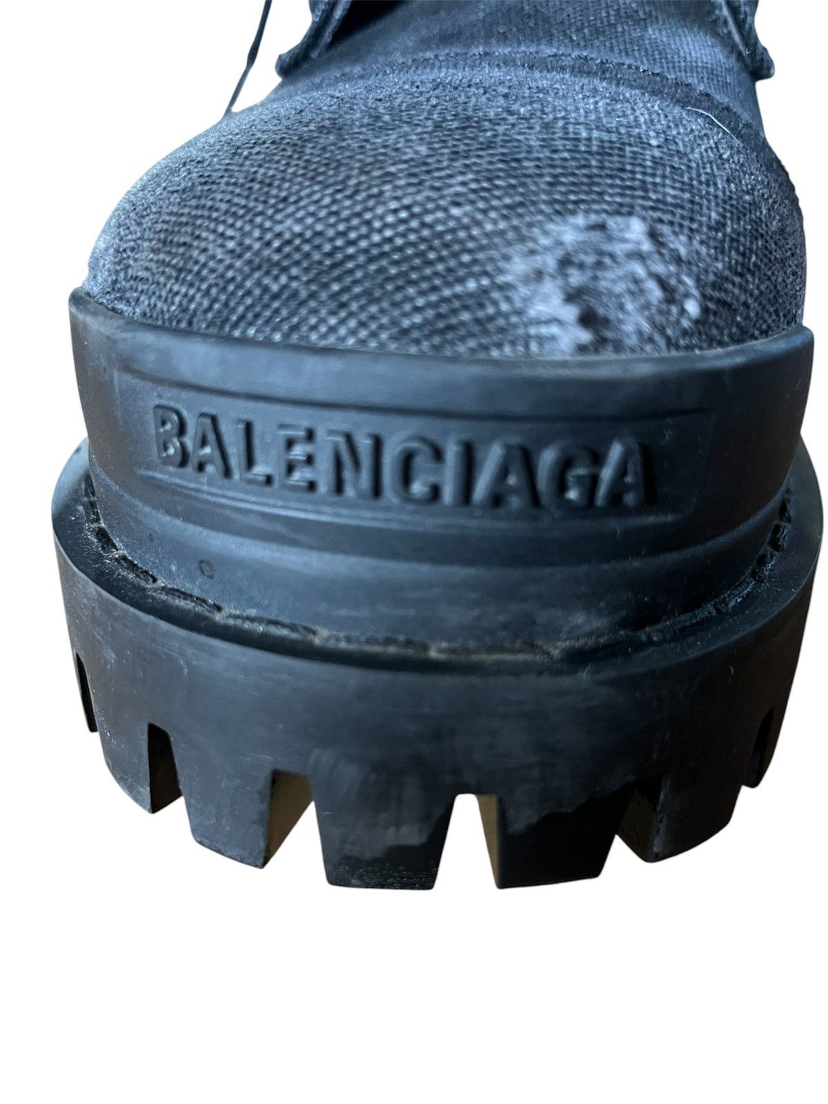 Balenciaga Balenciaga Black Canvas Distressed Combat Strike Boots Size US 9 / EU 42 - 5 Thumbnail