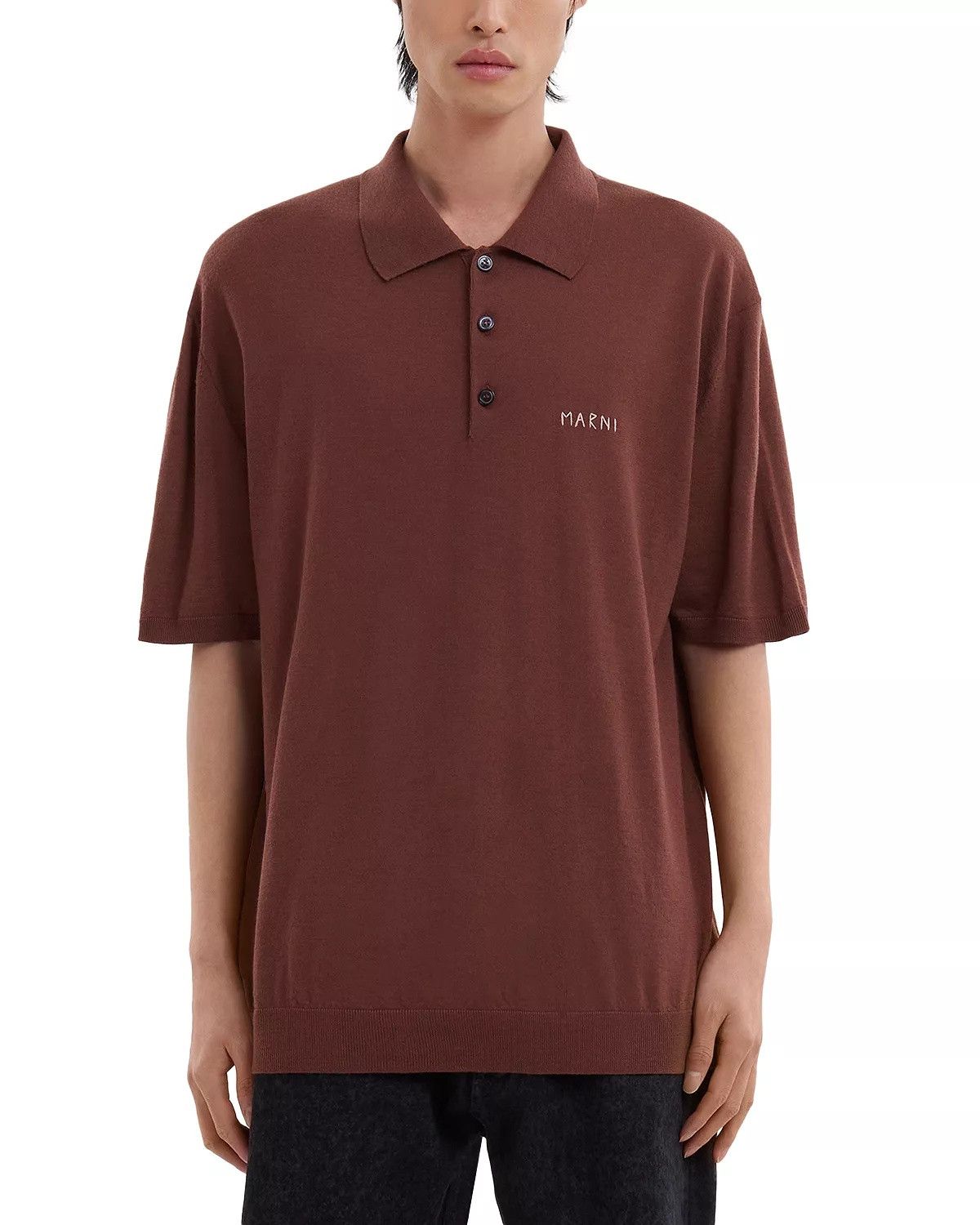 Marni o1w1db10625 Fine Wool Polo Shirt in Brown Size US XXS / EU 40 - 2 Thumbnail