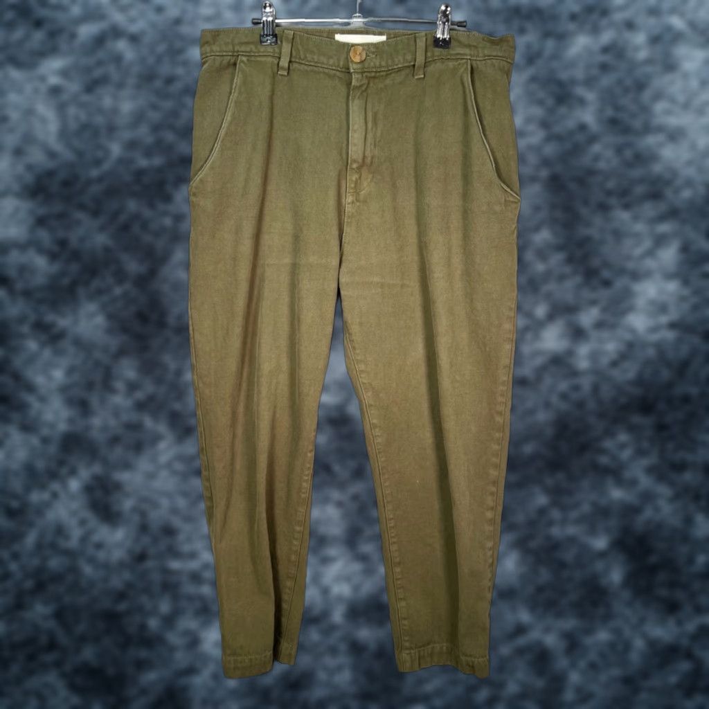 Olive Road To Nowhere Mens Pants 33 Dark Olive Green Recycled Cotton Chino Flat Front Straight Leg Size US 33 - 1 Thumbnail