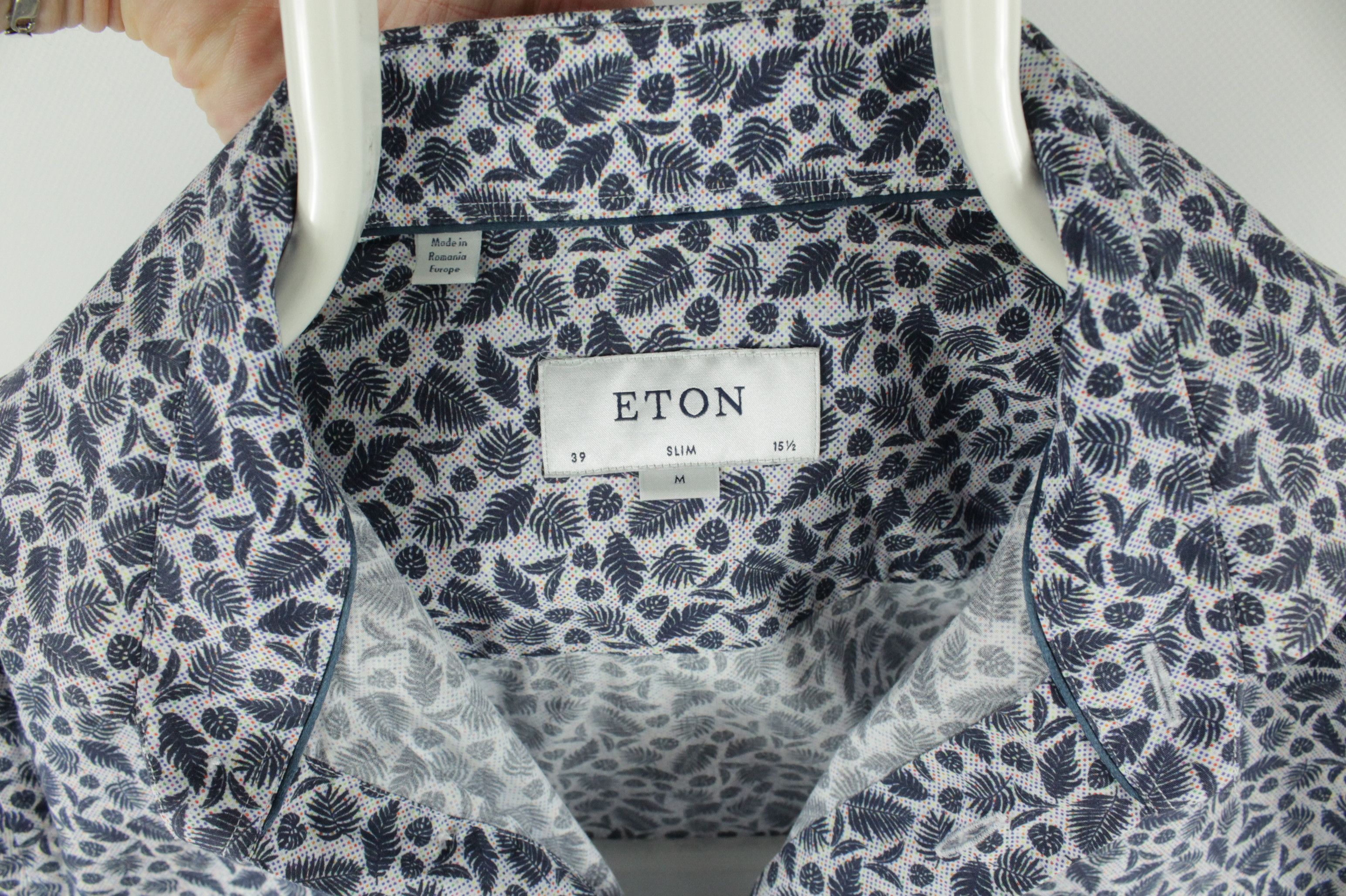 Designer × Eton ETON Floral Print Slim Fit Dress Blue Poplin Shirt Size US M / EU 48-50 / 2 - 3 Thumbnail