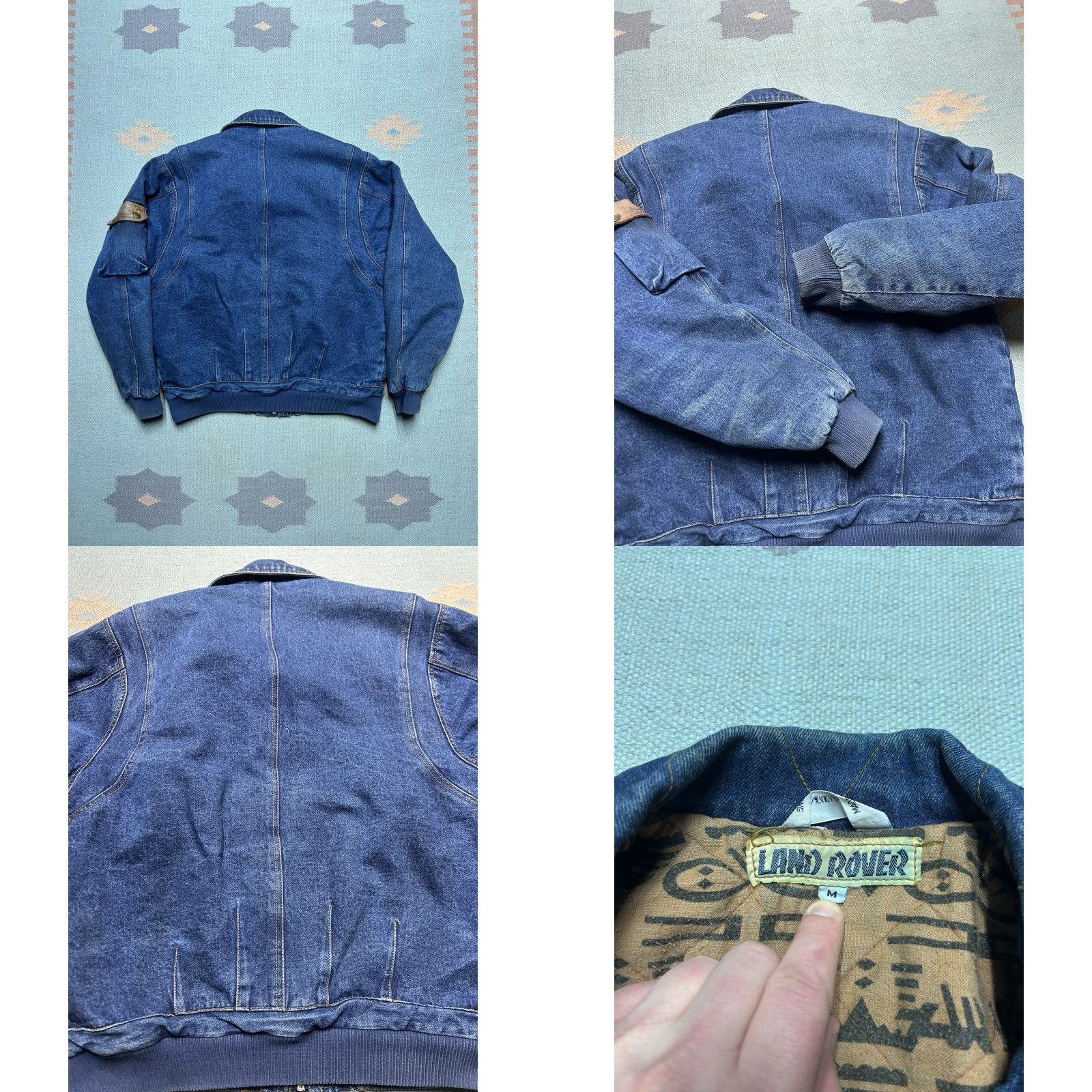 Denime VINTAGE Land Rover Denim Bomber Jacket Insulated Heavyweight Adult Medium Blue Mens Jacket Body Size US M / EU 48-50 / 2 - 8 Thumbnail