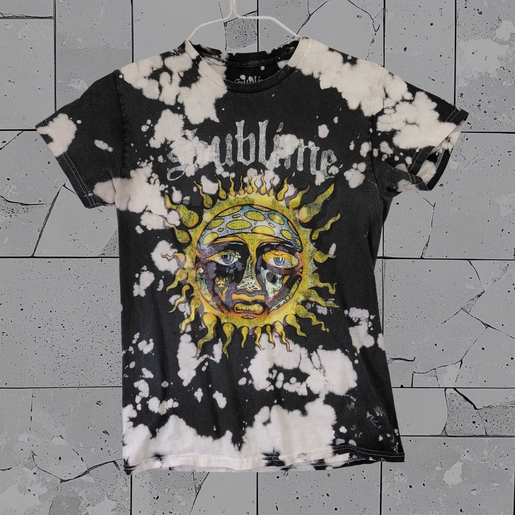Sublime T Shirt Mens Small Black Bleach Tie Dye Band Sun Graphic Crewneck Short Sleeve, Men's