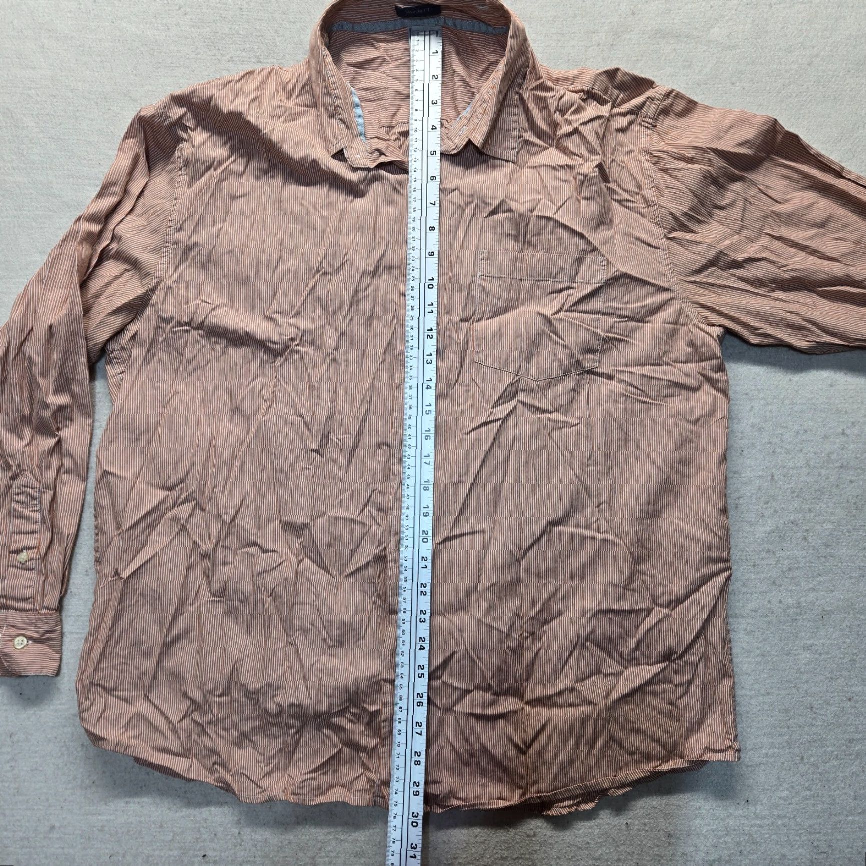 Old Navy Old Navy Shirt Orange Striped Button-Up Long Sleeve Adult Men XL Slim Size Orange Striped Button-Up Shirt Men XL Old Navy Size US XL / EU 56 / 4 - 5 Thumbnail