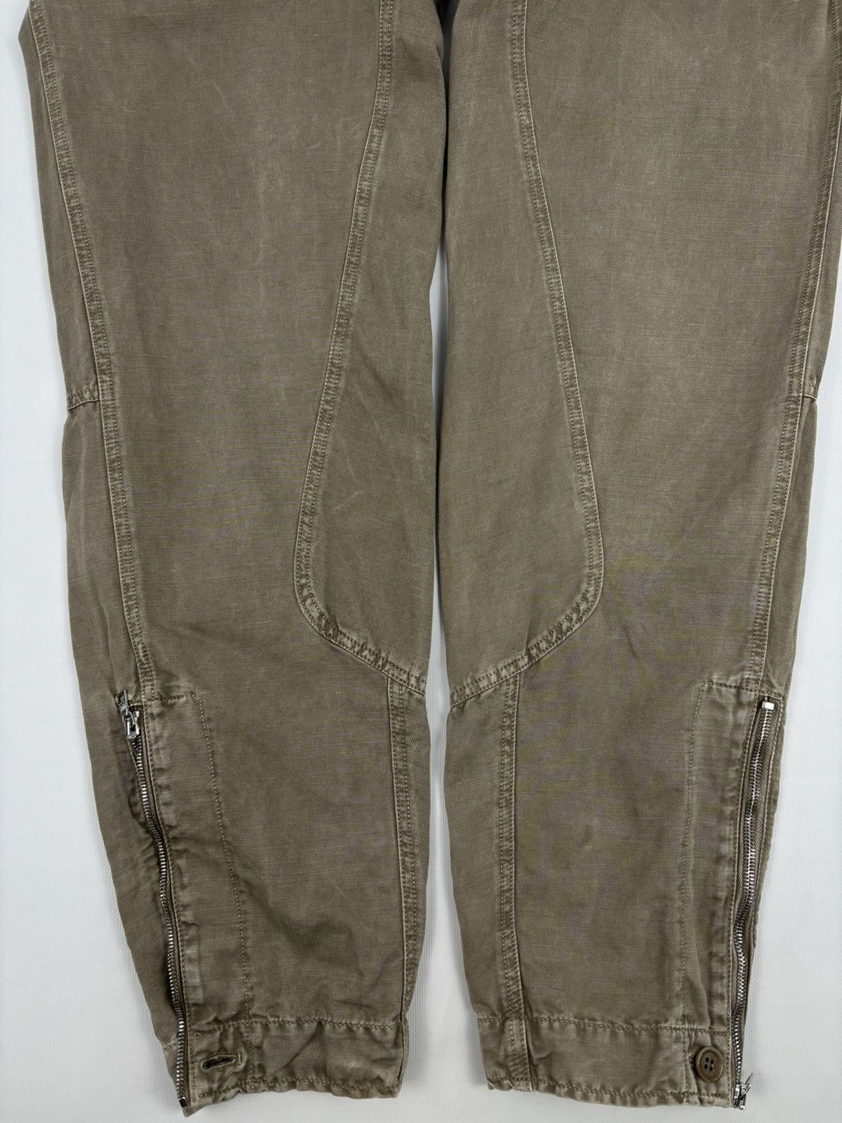 Prada Archive Linen-Cotton Garment Dyed Pants Cargo Zip Trousers Size US 33 - 15 Thumbnail