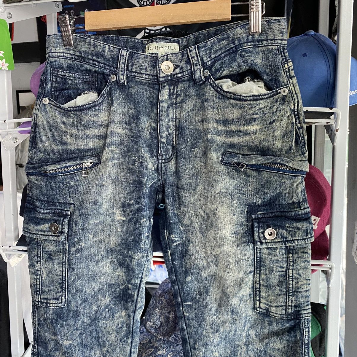 In The Attic × Japanese Brand × Seditionaries IN THE ATTIC Cargo Shorts Pants MultiPocket Denim Acid Wash Size US 30 / EU 46 - 3 Thumbnail