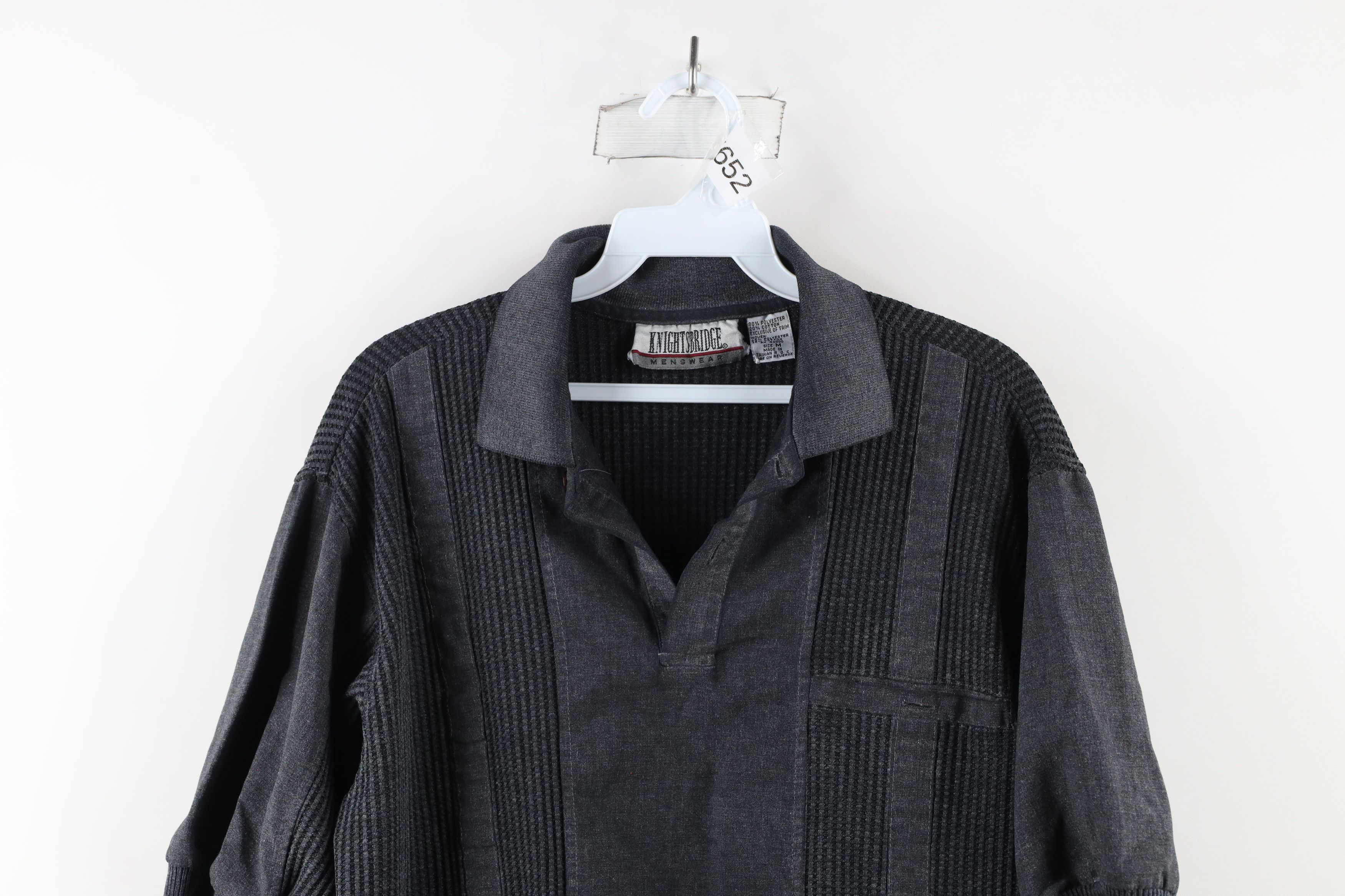 Vintage Vintage 90s Streetwear Waffle Knit Pullover Polo Shirt Size US M / EU 48-50 / 2 - 2 Thumbnail