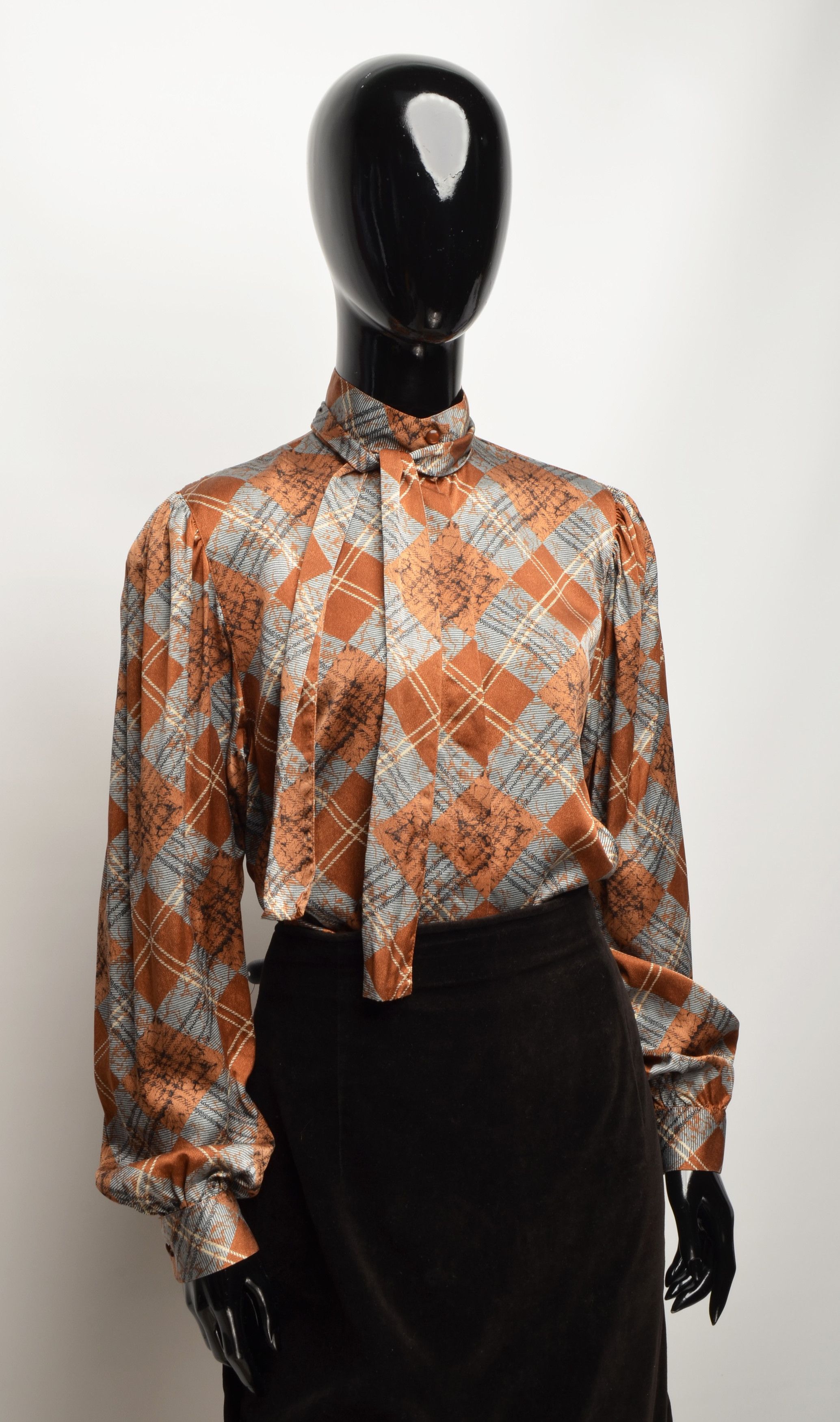Other Vintage Solange Mondor Swiss Silk 80's Checkered Blouse Size M / US 6-8 / IT 42-44 - 3 Thumbnail
