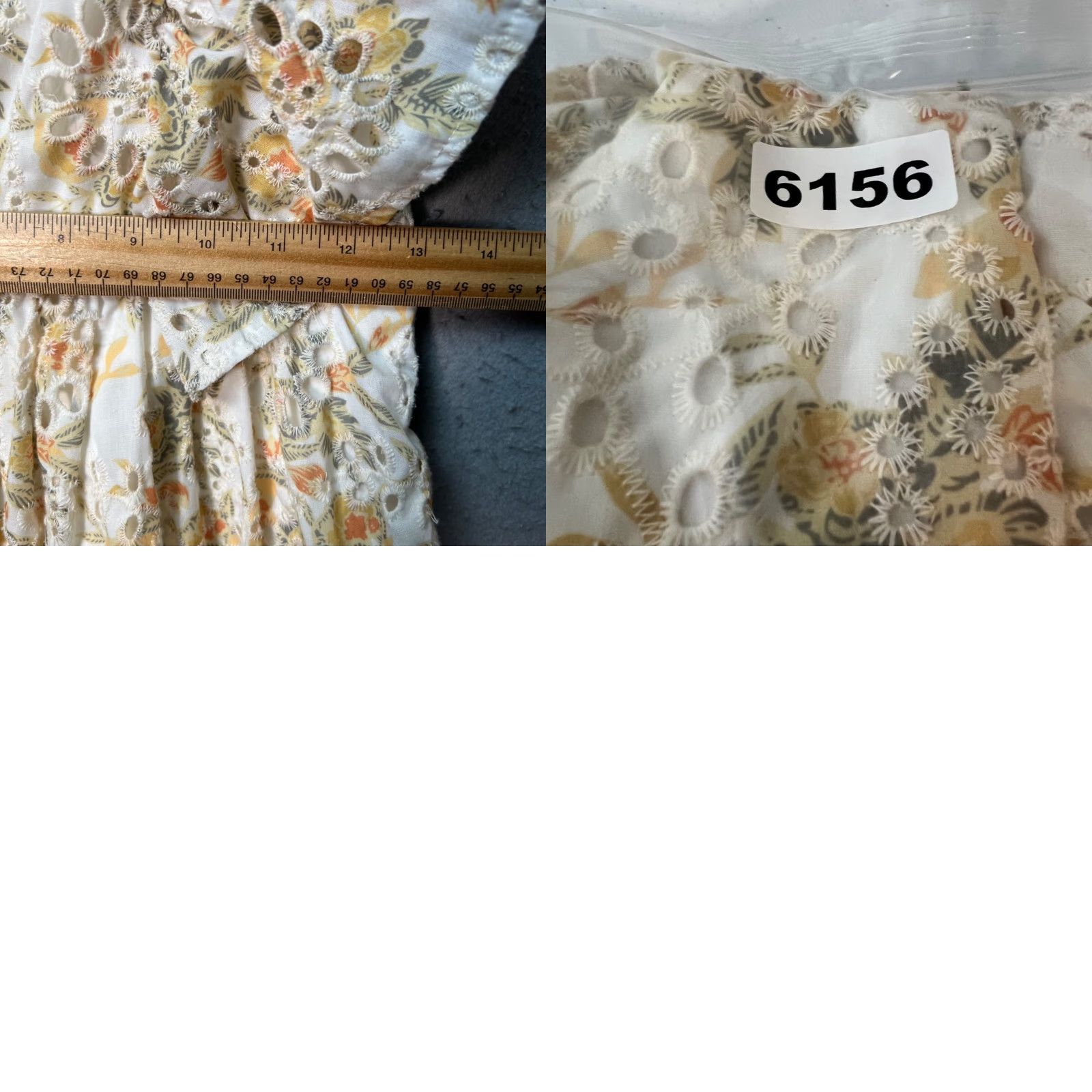 Vintage En Saison Womens Dress Midi En Saison Floral Eyelet Ruffle Yellow / White Puff Sleeve A-Line Maxi Casual Party/Cocktail Summer Spring Womens Medium Size M / US 6-8 / IT 42-44 - 8 Thumbnail