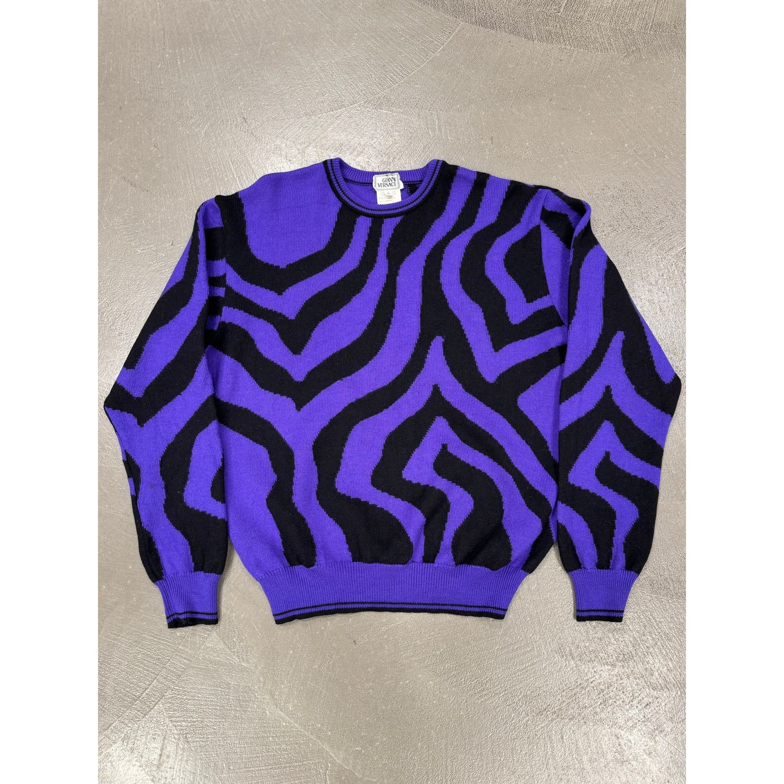 Ann Demeulemeester A/W1996 Gianni Versace runway purple zebra knit Size XXL / US 16-18 / IT 52-54 - 1 Thumbnail