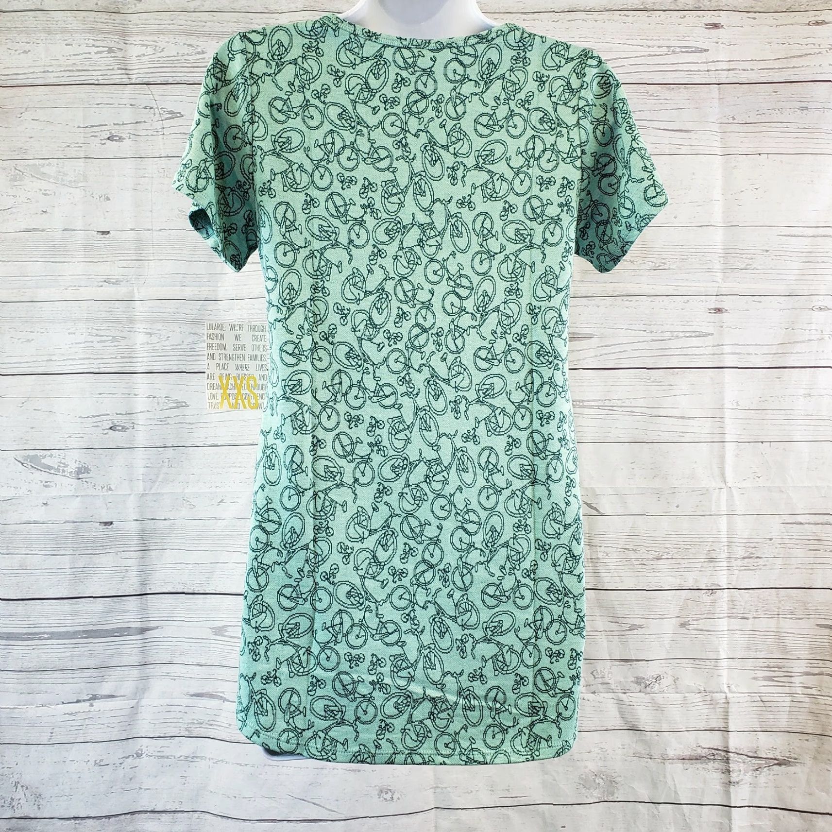 Vintage LuLaRoe Womens Classic T 2XS Green Bike Bicycle Print Short Sleeve Shirt Womens Green 2XS LuLaRoe Shirt Bike Print Size 24" / US 00 / IT 34 - 3 Thumbnail