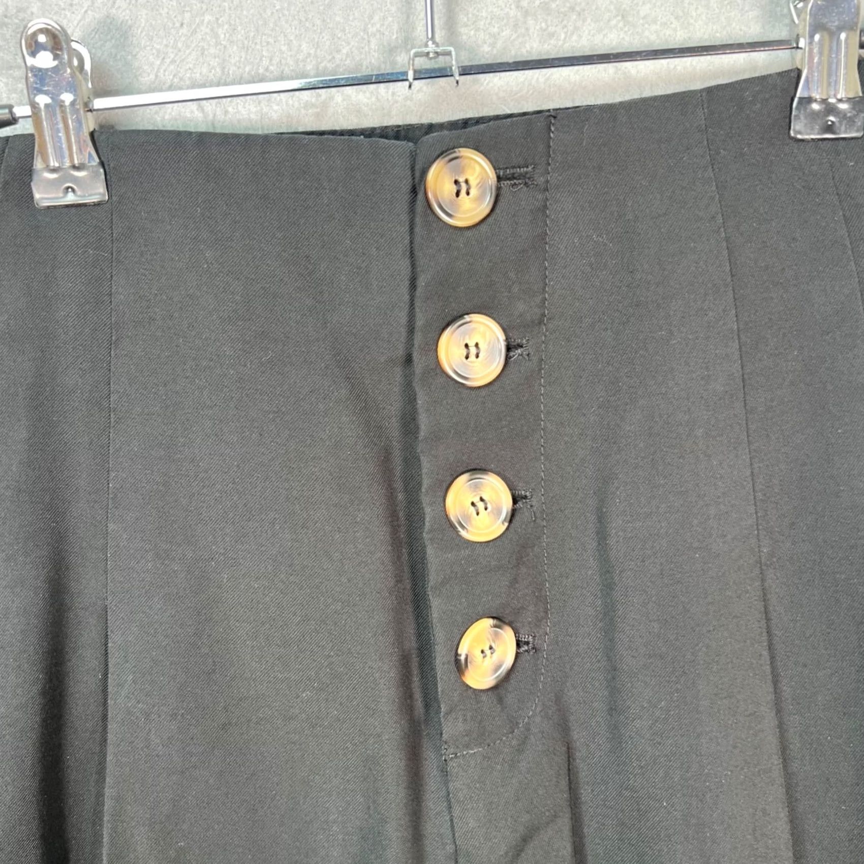 Zara Zara Womens Pants 29 Black High-Waisted Coulottes Wide-Leg Button Front Pockets Size 29" - 4 Thumbnail