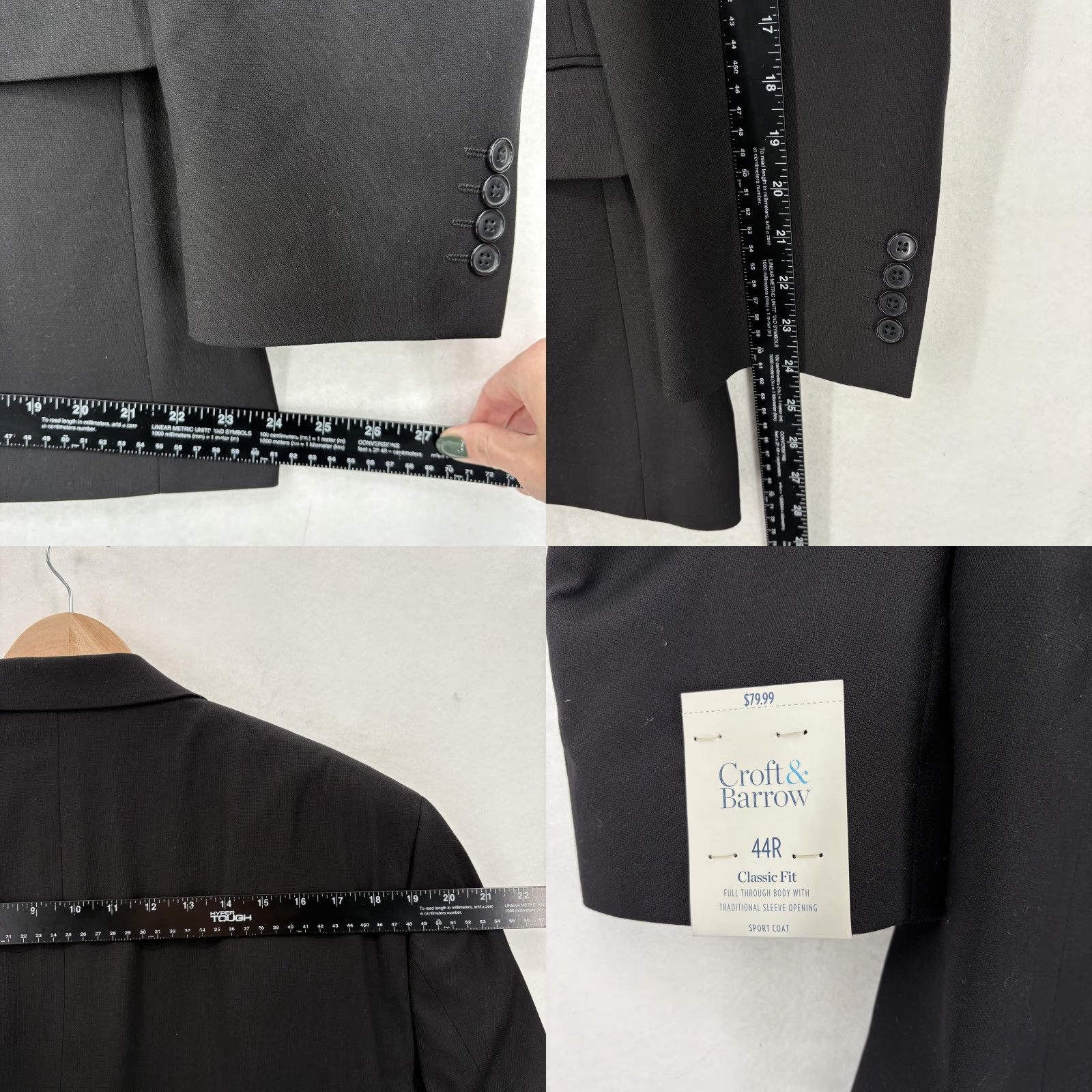 Croft & Barrow Croft & Barrow Sport Coat Mens 44R Black Classic Fit Stretch Blazer Jacket NWT Size 44R - 9 Thumbnail