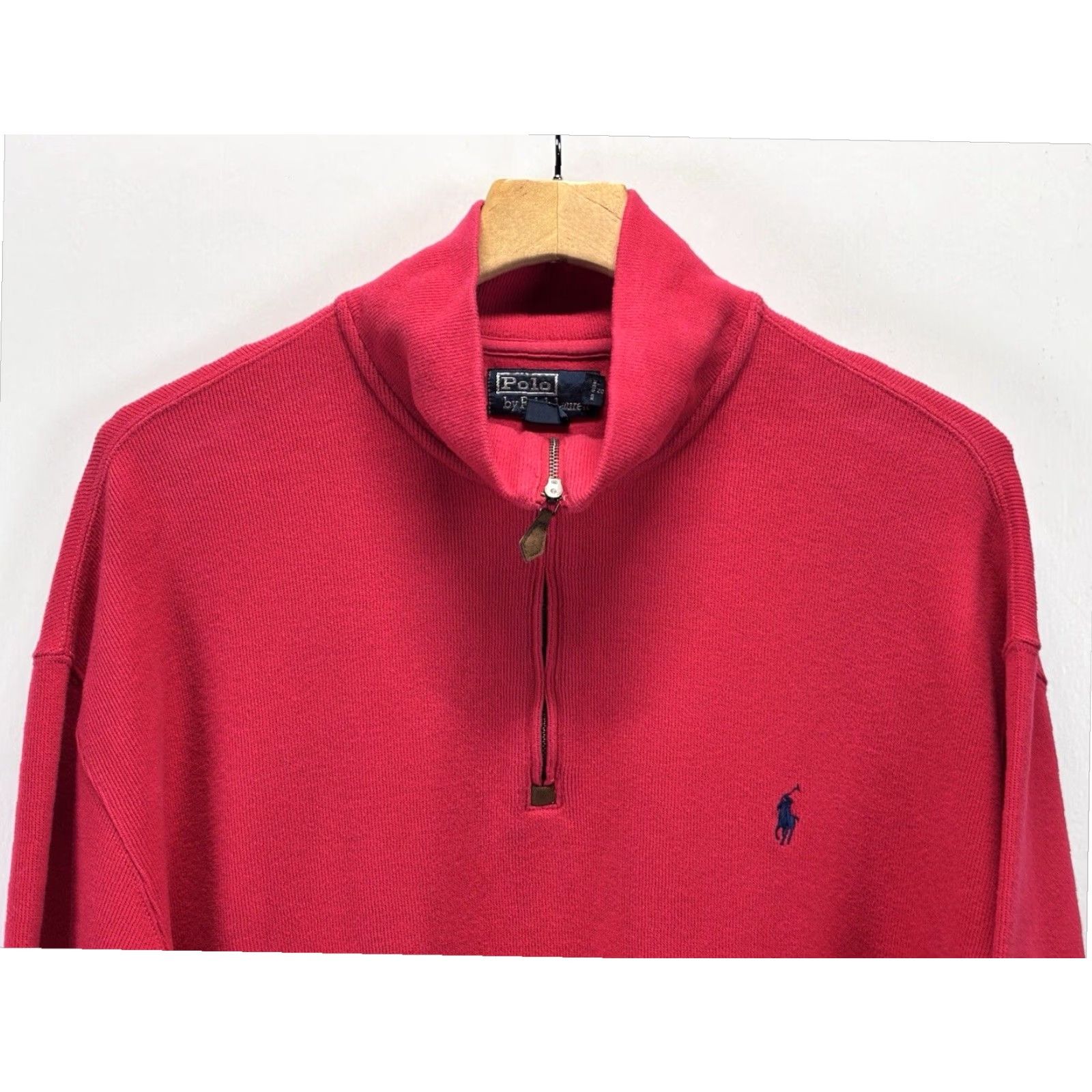 Ralph Lauren VINTAGE Polo Ralph Lauren Red Pullover Sweater XLT Big & Tall Mens Long Sleeve 1/4 Zip Size US XL / EU 56 / 4 - 2 Thumbnail